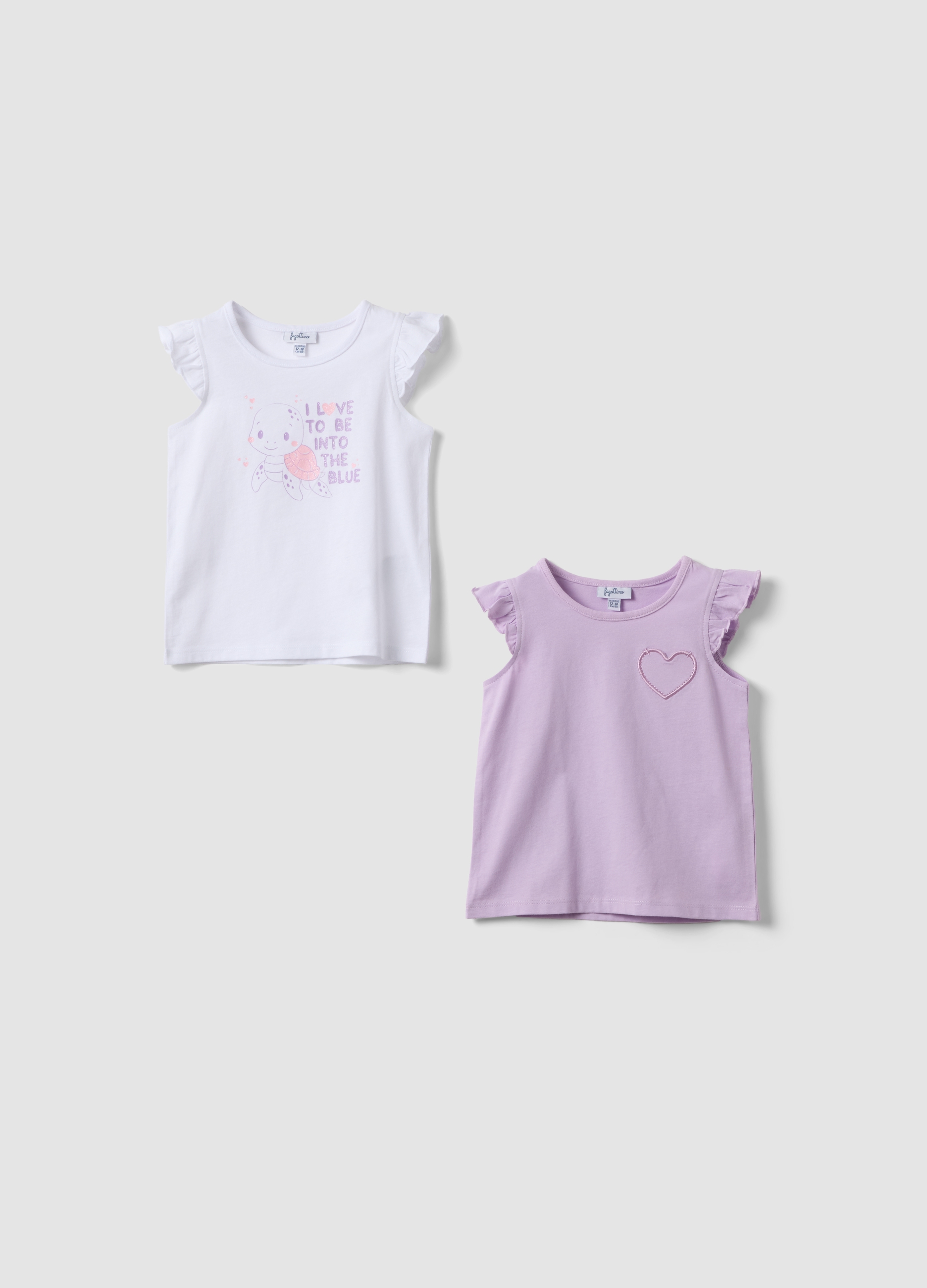 Fagottino, 2er-pack Rosa Tanktops Aus Reiner Baumwolle Mit Rüschen, Mädchen, Multicolor, Größe, 12-18