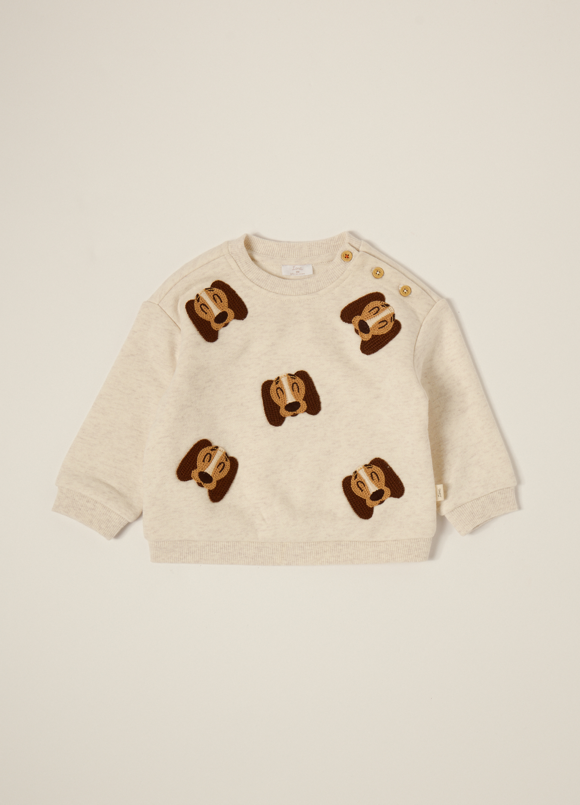 IANA, Maglia Beige Con Applicazioni Di Cagnolini, Neonato, Beige, Taglia: 9