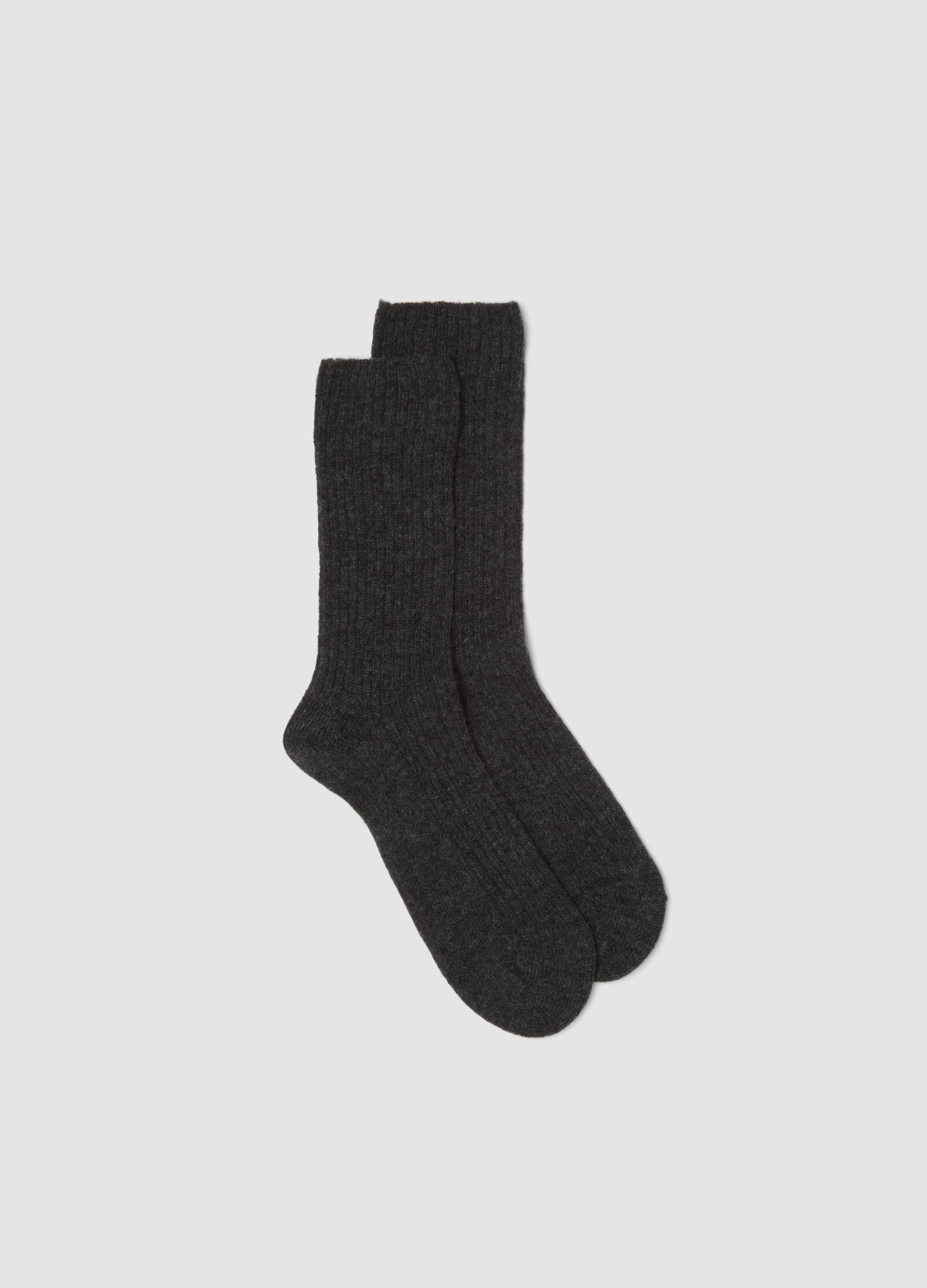 LES COPAINS, Calzini Grigi A Costine In Lana, Viscosa E Cashmere Elasticizzato, Donna, Grigio, Taglia: ONE SIZE
