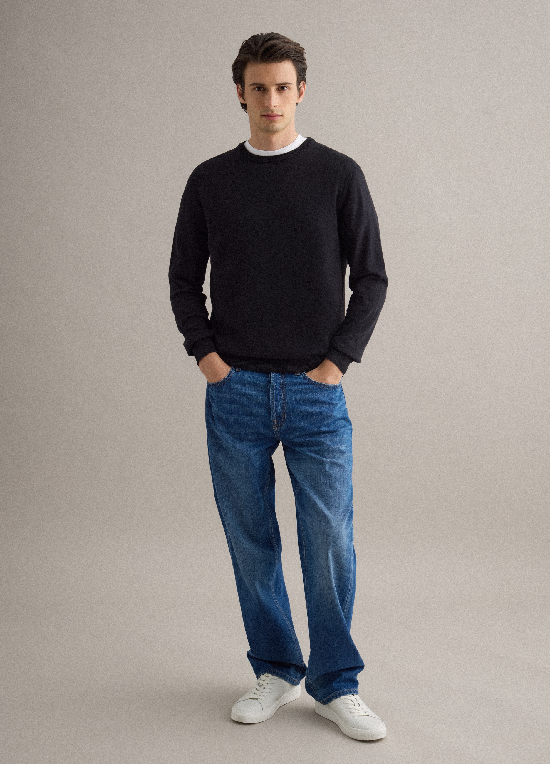 PIOMBO, Jersey Negro De Algodón Puro, Hombre, Gunmetal, Talla: XXL