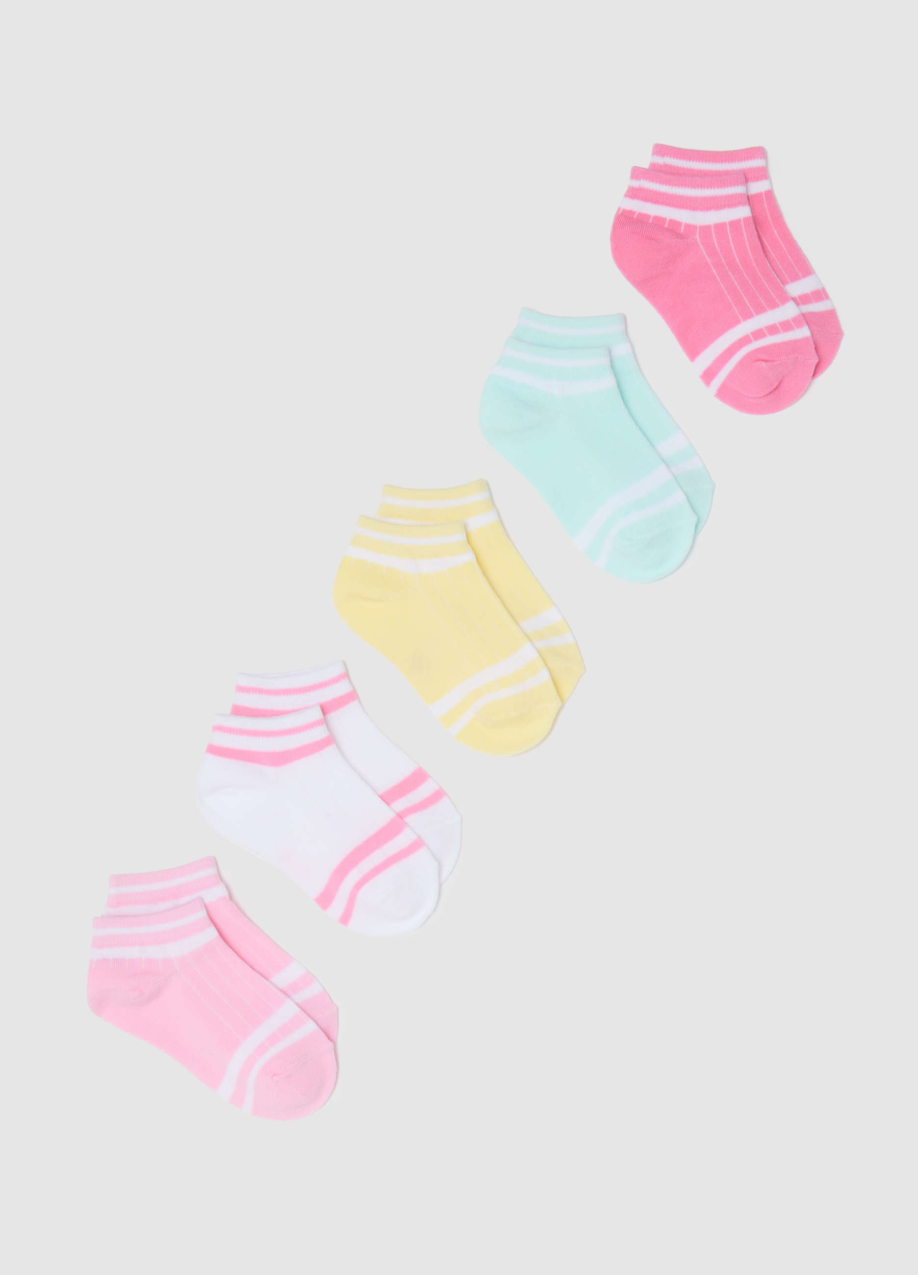 Multipack De Calcetines Multicolor De Algodón Para Niñas, Niña, Amarillo/Rosa, Talla: 28/30