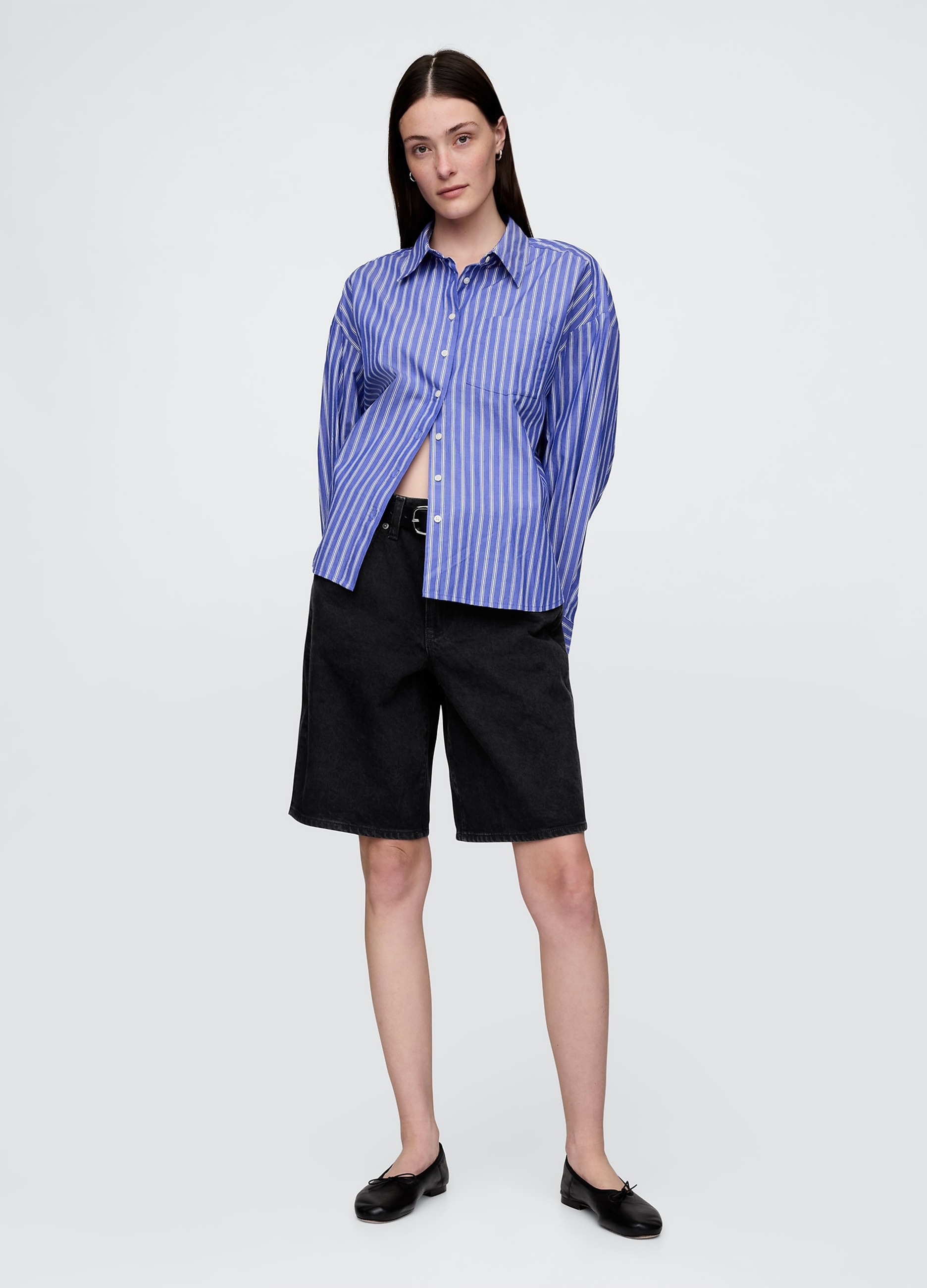 GAP, Bermuda Neri In Denim, Donna, , Taglia: 34 REGULAR