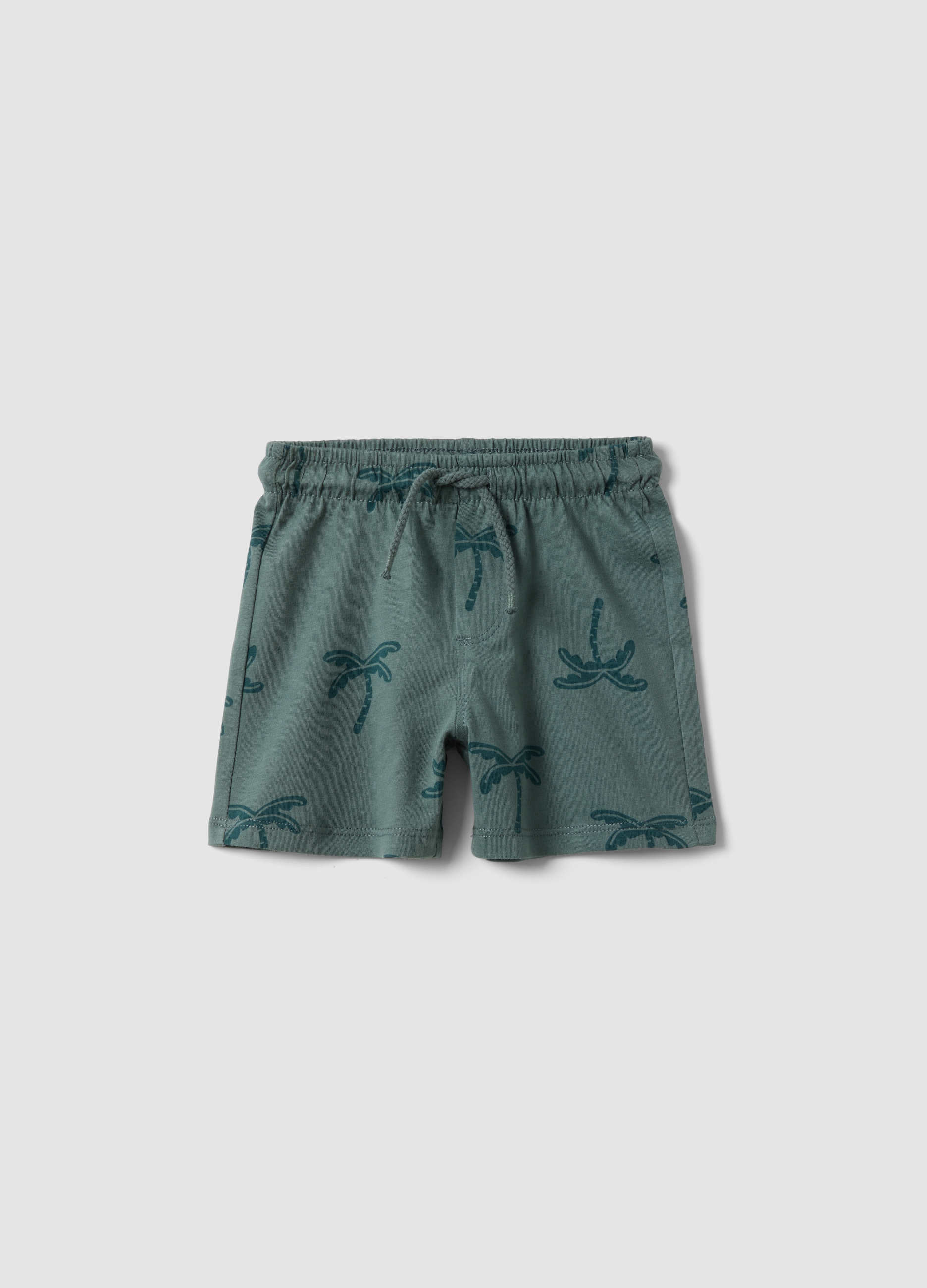 Fagottino, Grüne Shorts Aus Bio-baumwolle Mit Palmenprint, Junge, Verde, Größe, 9-12
