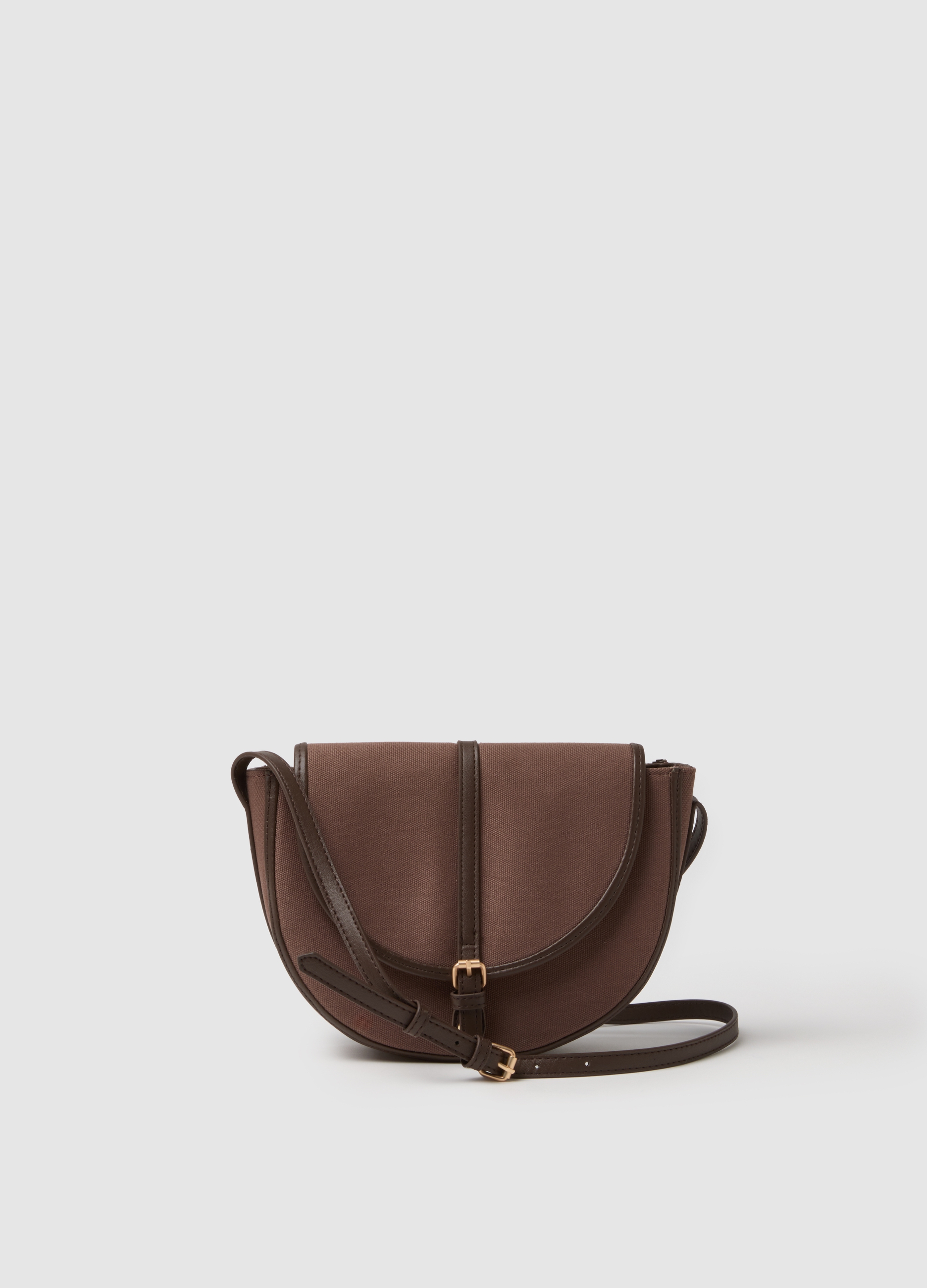 Bolso Bandolera Marrón Con Hebilla Dorada Y Correa Ajustable, Mujer, Marrón oscuro, Talla: FASUL