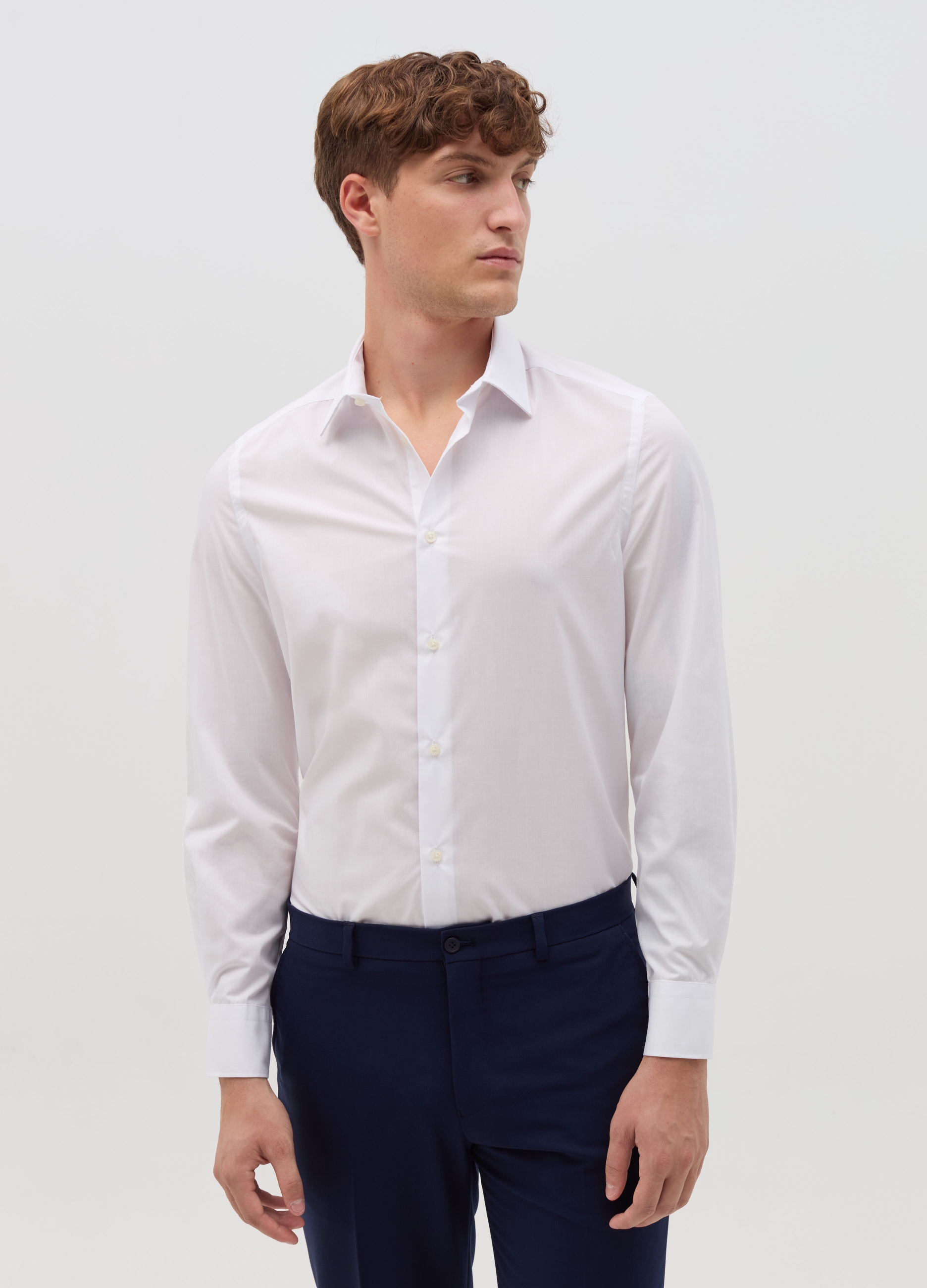 Camisa Slim Fit Con Cuello Clásico, Hombre, Blanco óptico, Talla: 38