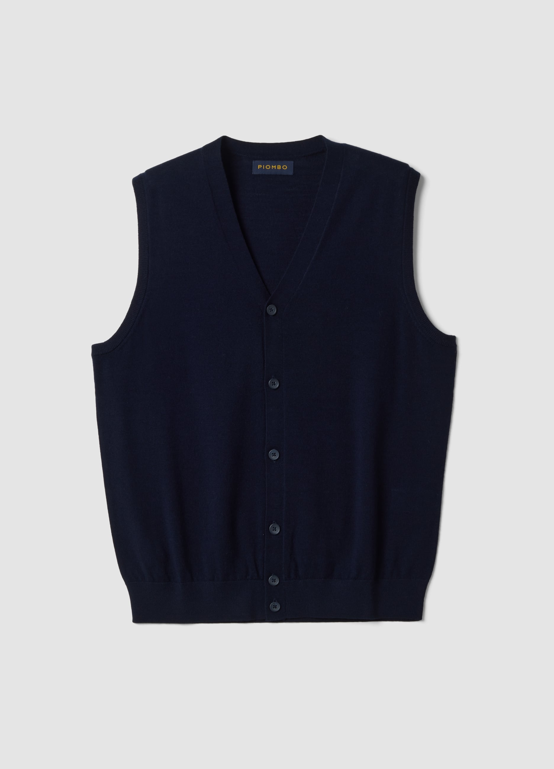 PIOMBO, Gilet Blu Navy Con Scollo A V In Pura Lana Merino, Uomo, Blu, Taglia: XXL