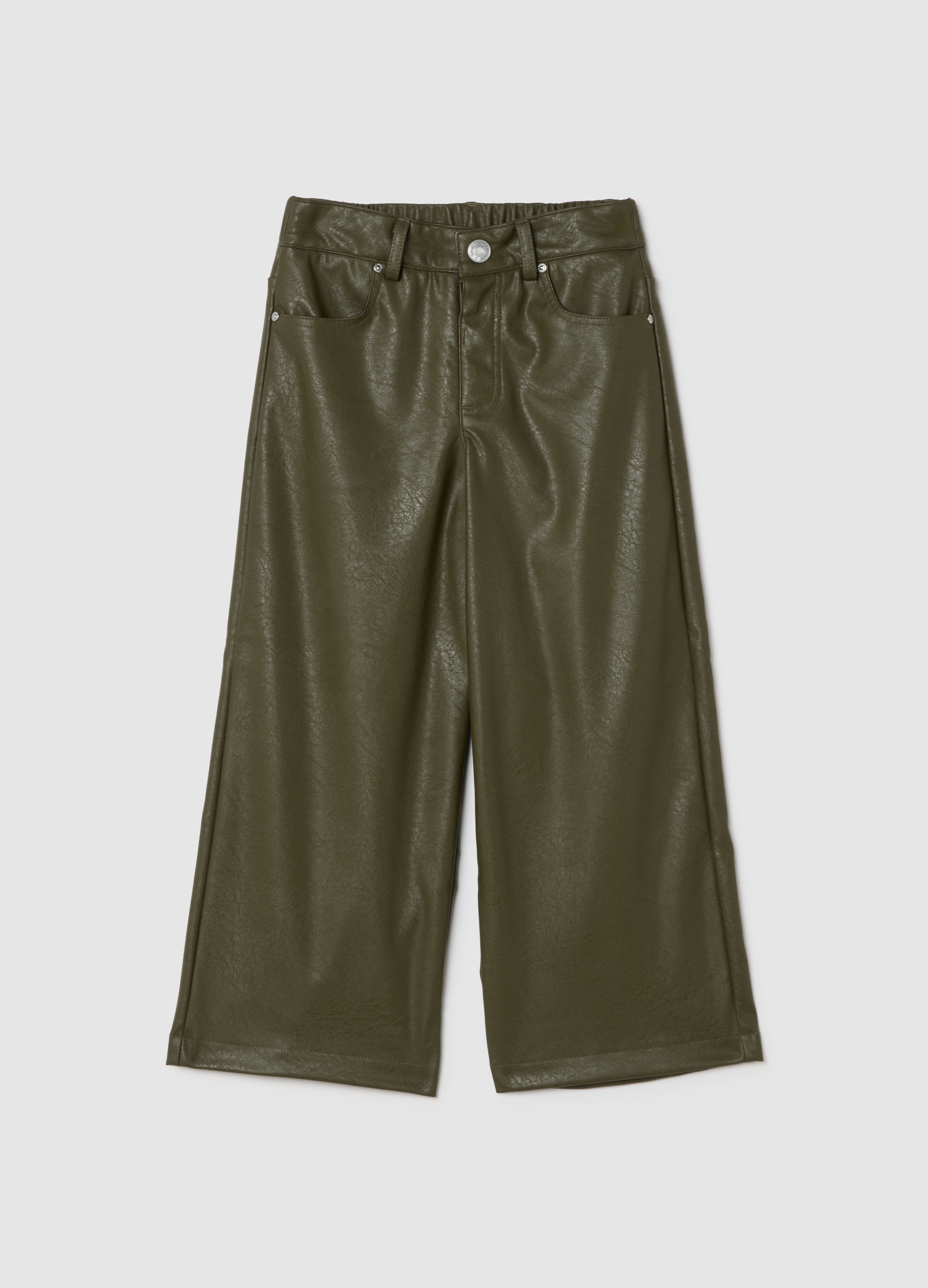 OVS KIDS, Pantalones Verdes De Piel Sintética, Niña, Verde, Talla: 3-4