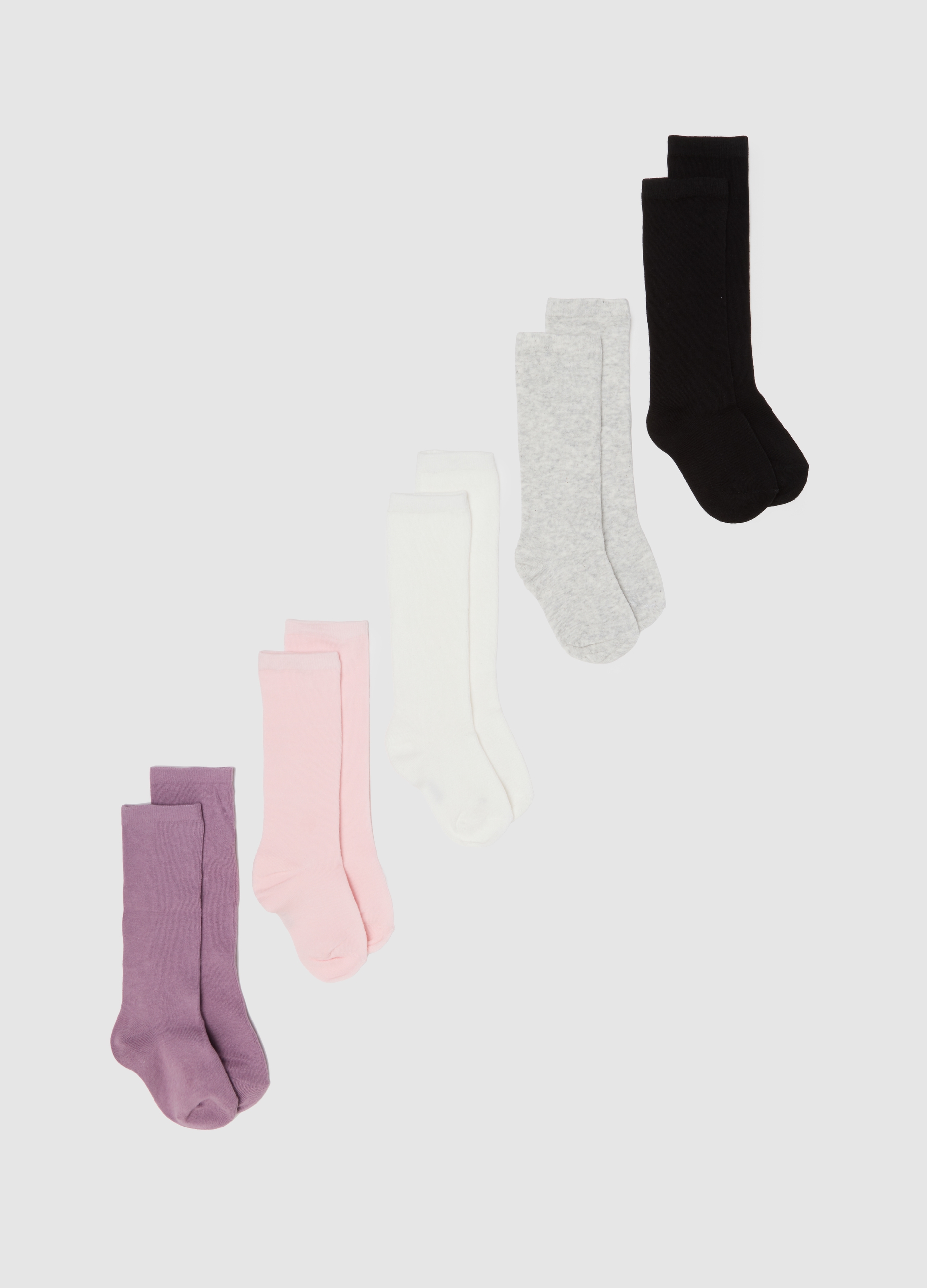 OVS KIDS, Multipack Di Cinque Calze Lunghe Multicolor, Bambina, Bianco, Taglia: 28/30