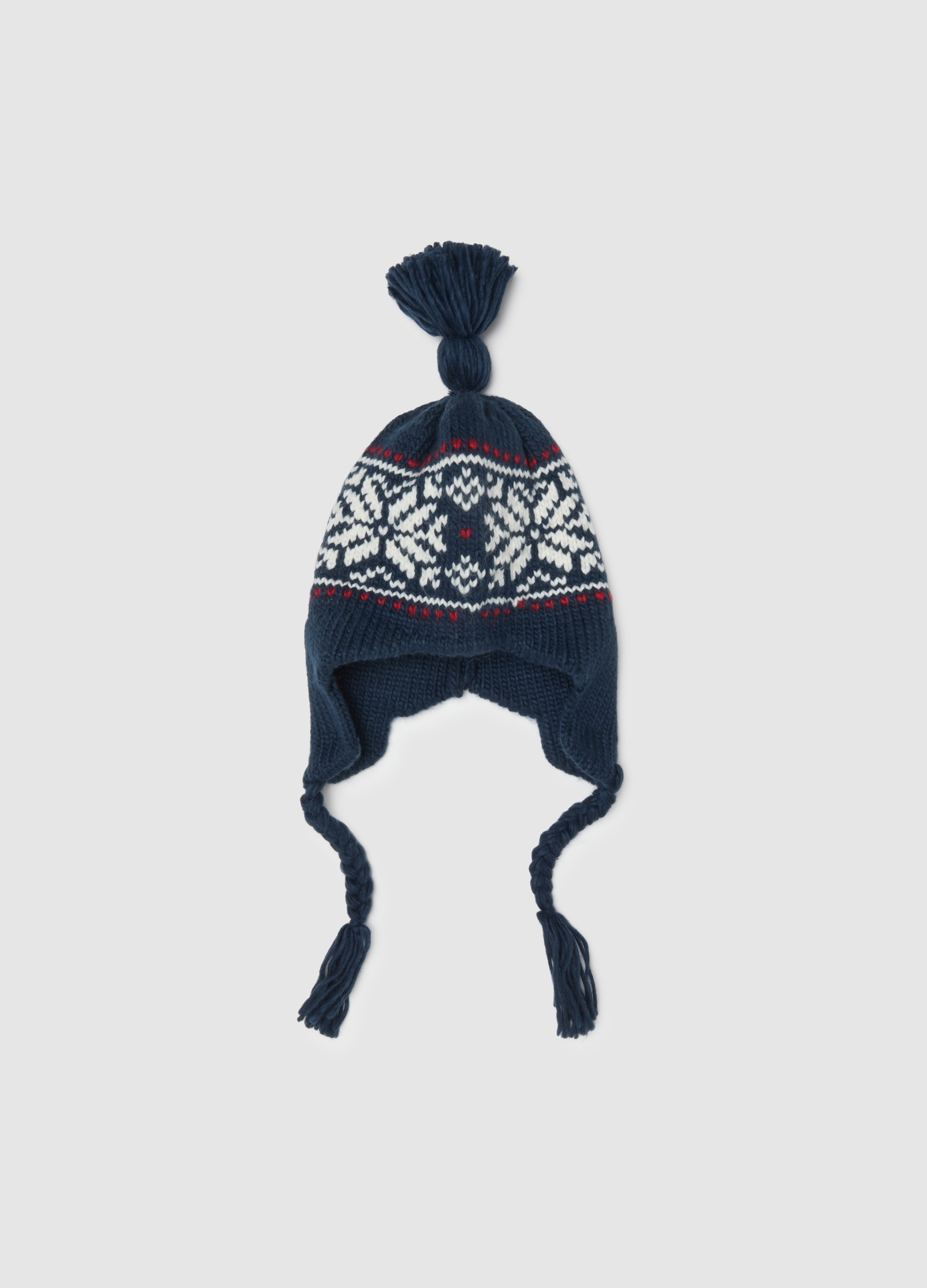 Sombrero Multicolor Con Pompón Y Orejeras, Hombre, Blanco/azul/rojo, Talla: FASUL