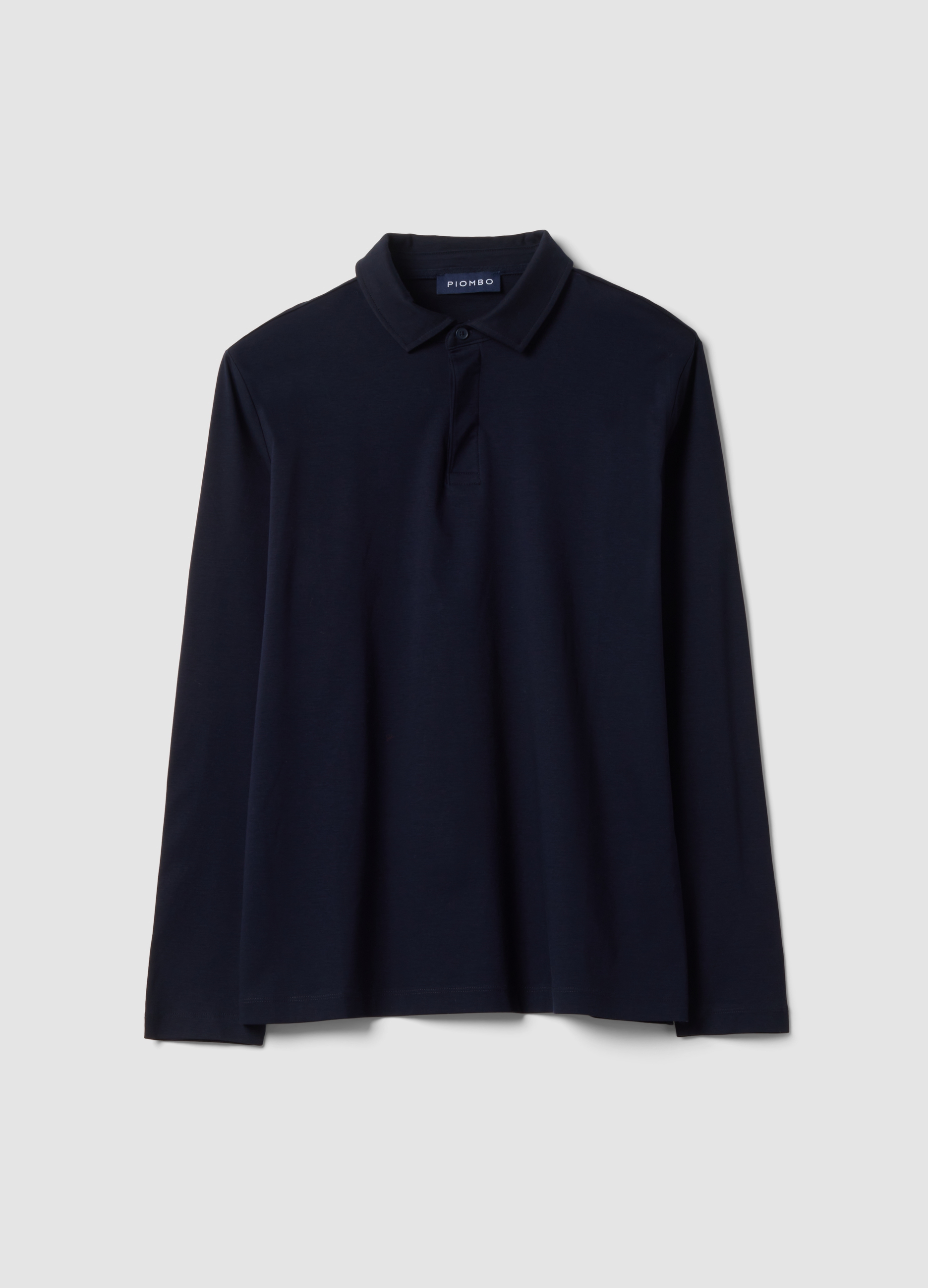Piombo Contemporary, Polo Blu A Maniche Lunghe In Puro Cotone, Uomo, Blu, Taglia: S