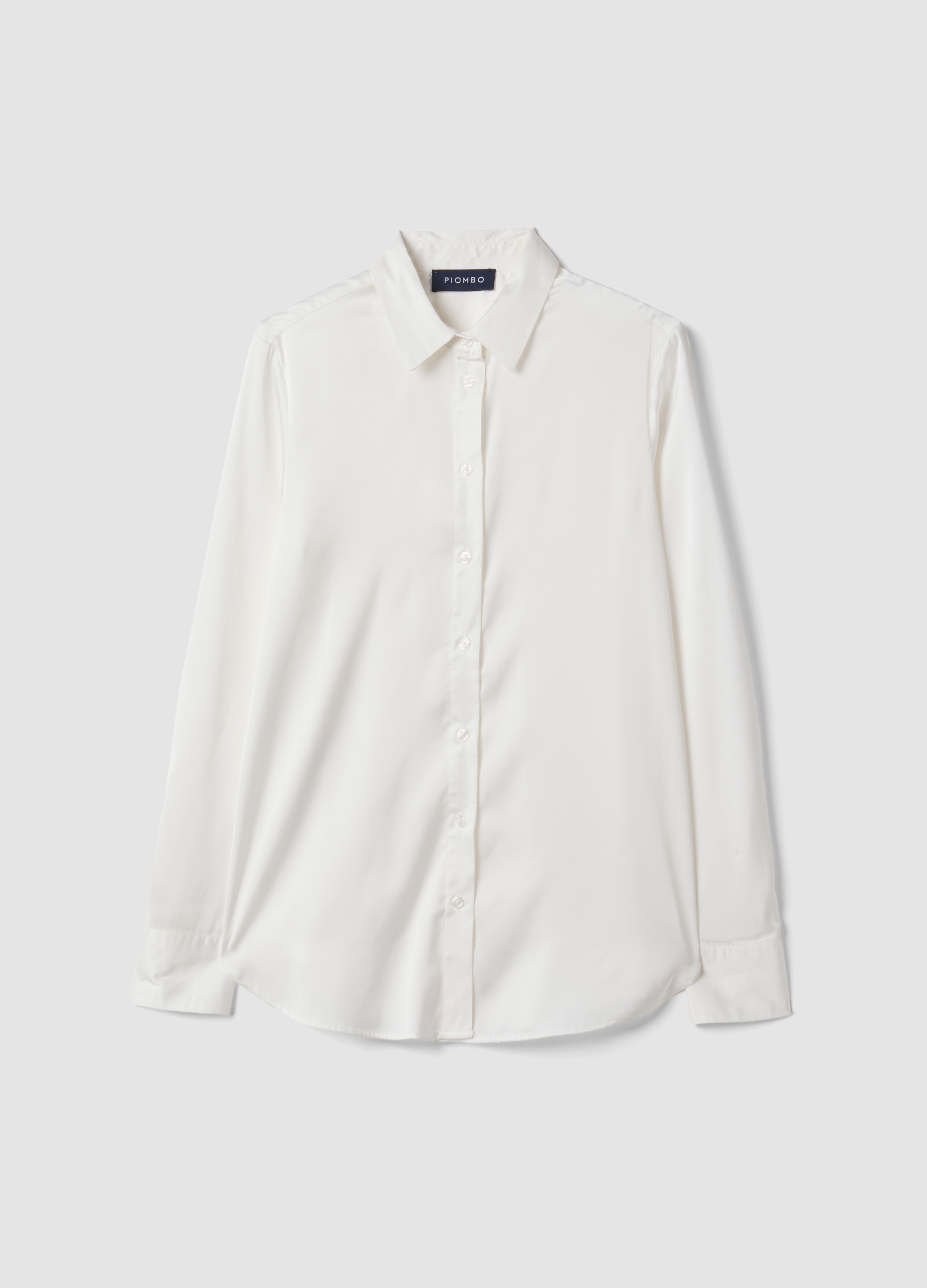 Piombo Contemporary, Camicia Bianca In Tessuto Elasticizzato Con Colletto Classico Regular Fit, Donna, Bianco, Taglia: XL