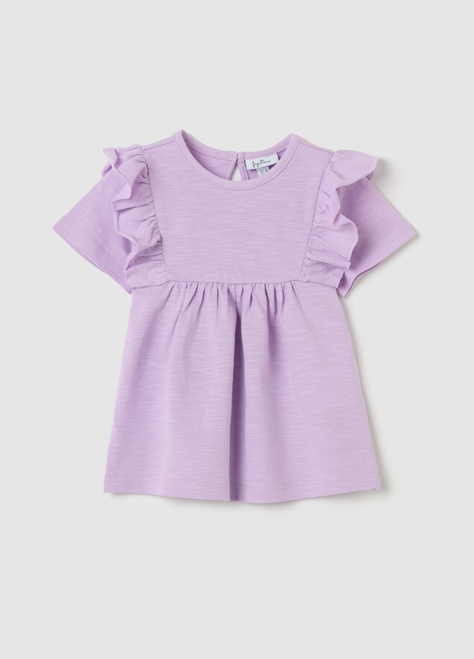 FAGOTTINO, T-shirt In Cotone Con Volant, Bambina, Viola, Taglia: 12-18