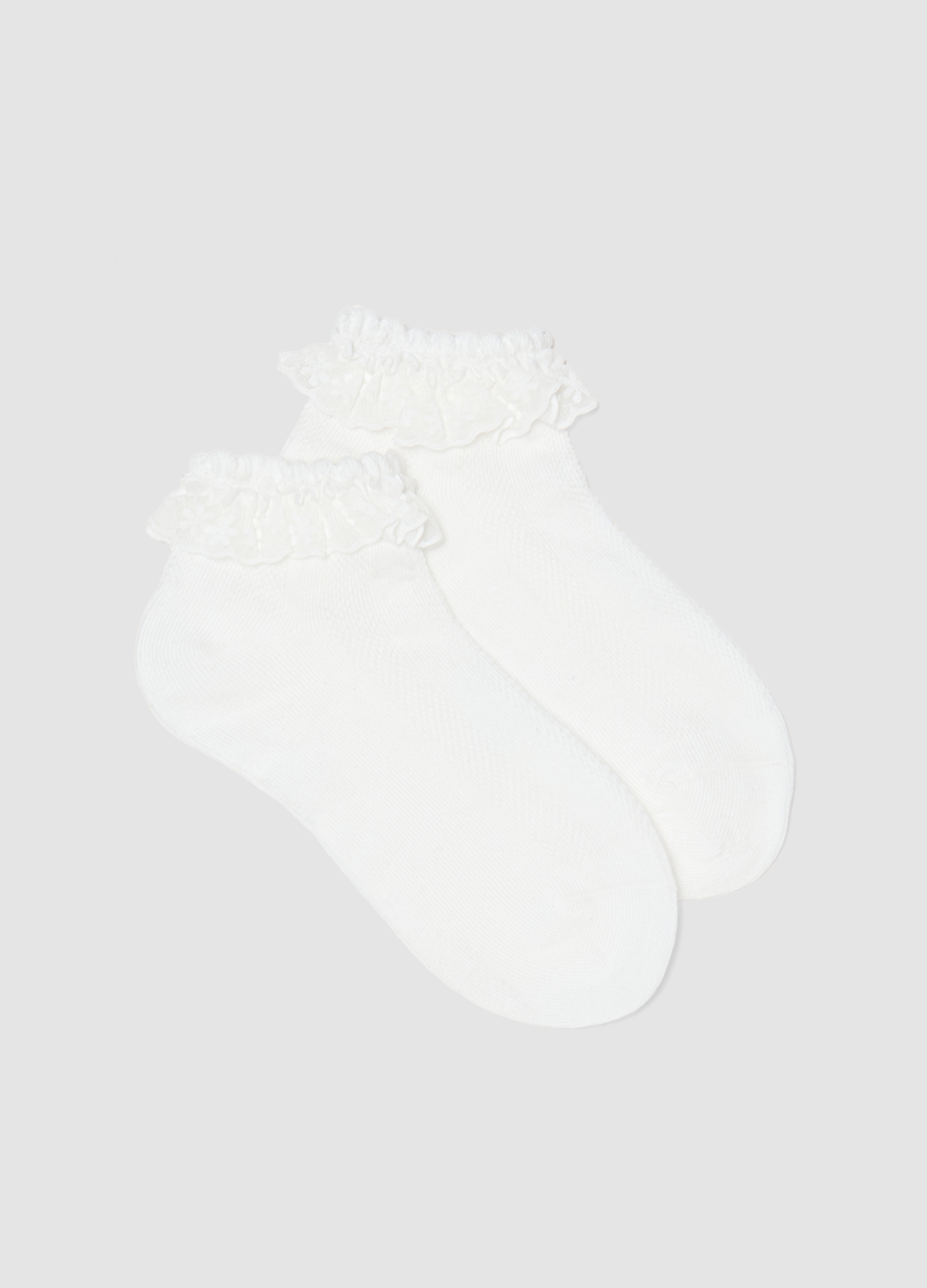 OVS KIDS, Calcetines Cortos Blancos De Algodón Con Volantes Para Niña, Niña, Blanco óptico, Talla: 25/27