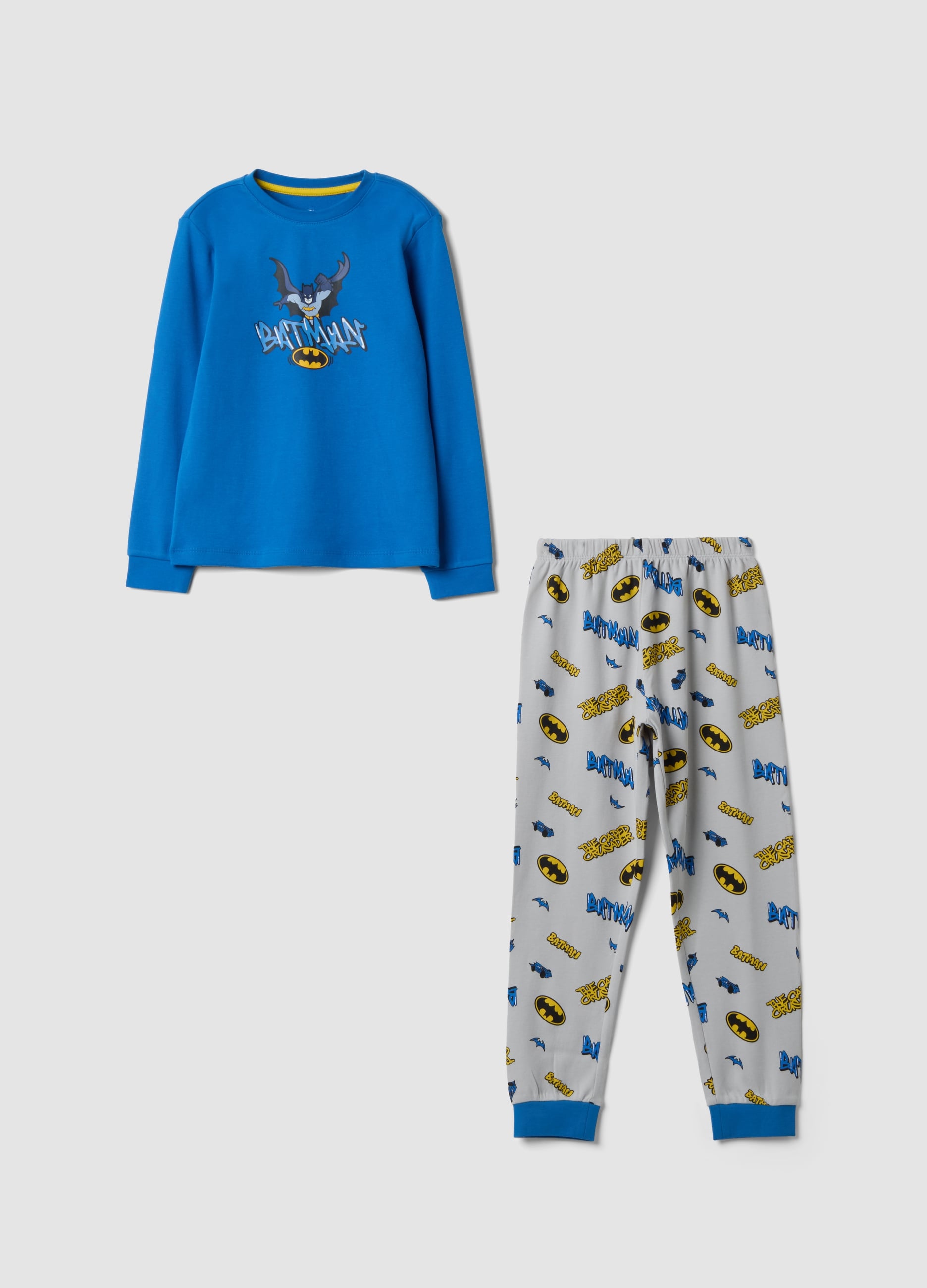 WARNER BROS, Pigiama Multicolor In Puro Cotone Organico Con Stampa Batman, Bambino, Multicolor, Taglia: 3-4