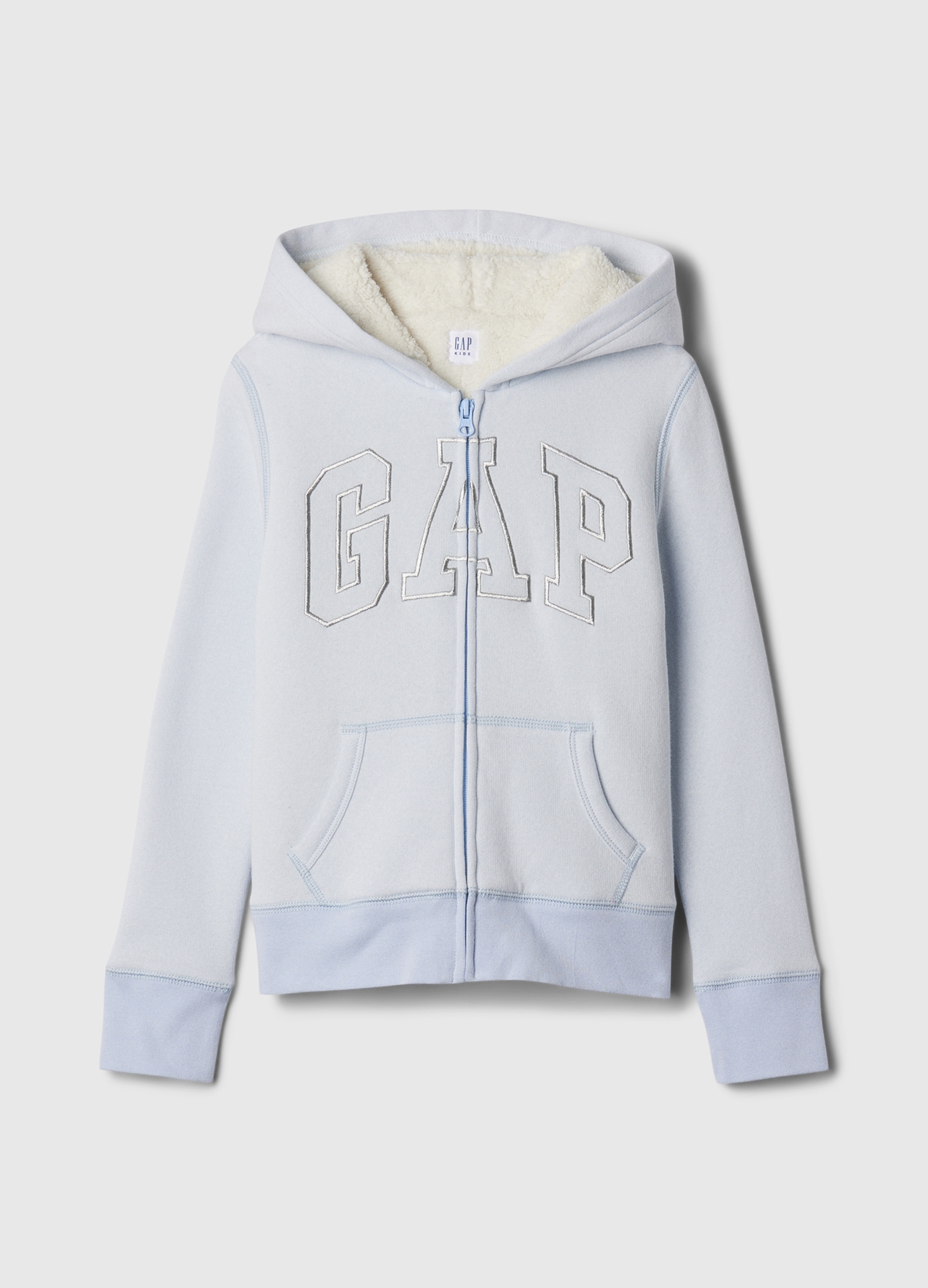 GAP KIDS, Full-zip Con Cappuccio Interno In Sherpa, Bambina, Azzurro, Taglia: S/114-134