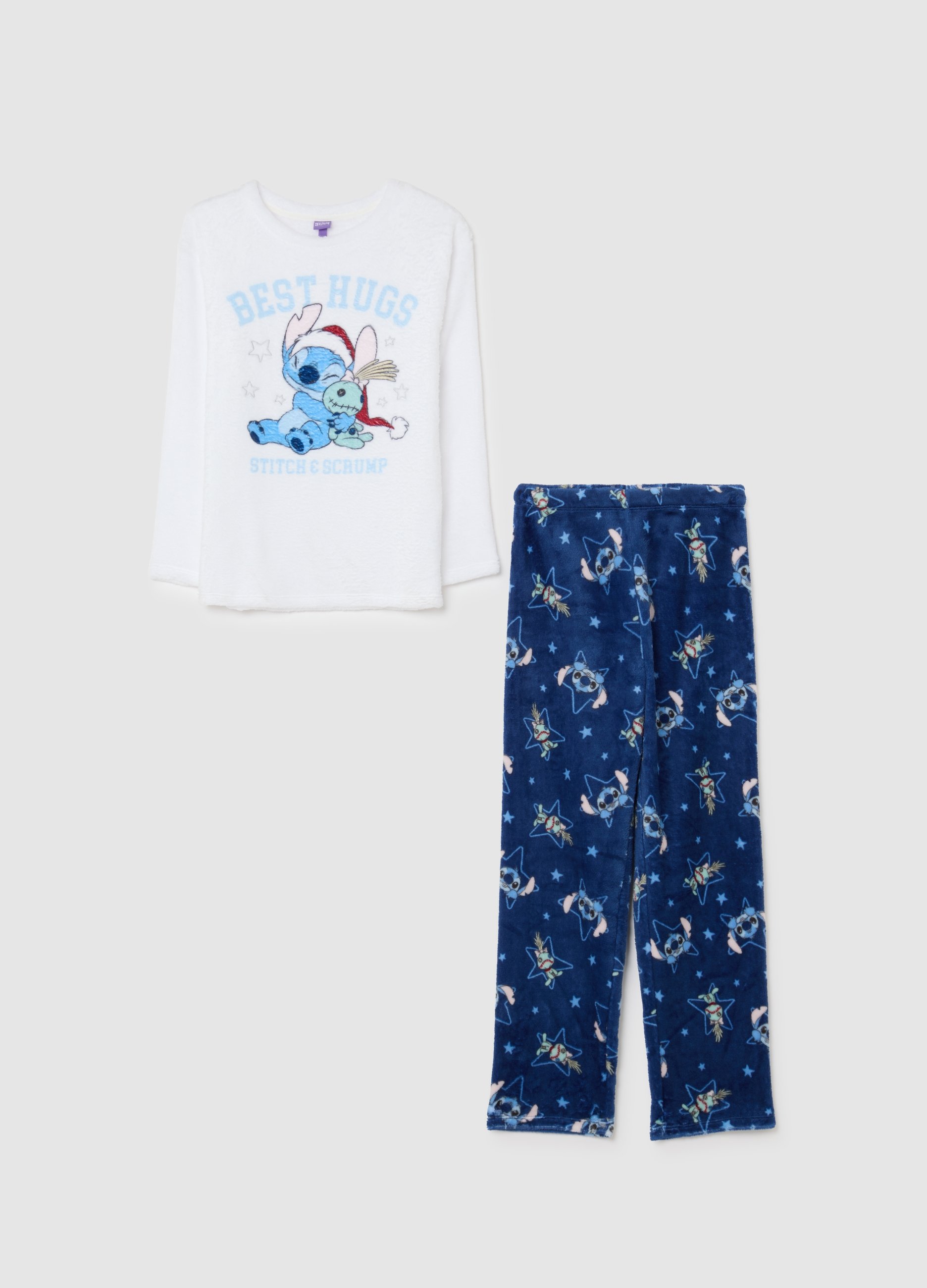 DISNEY, Pigiama Da Ragazza In Coral Fleece Blu E Bianco, Bambina, Multicolor, Taglia: 10-11