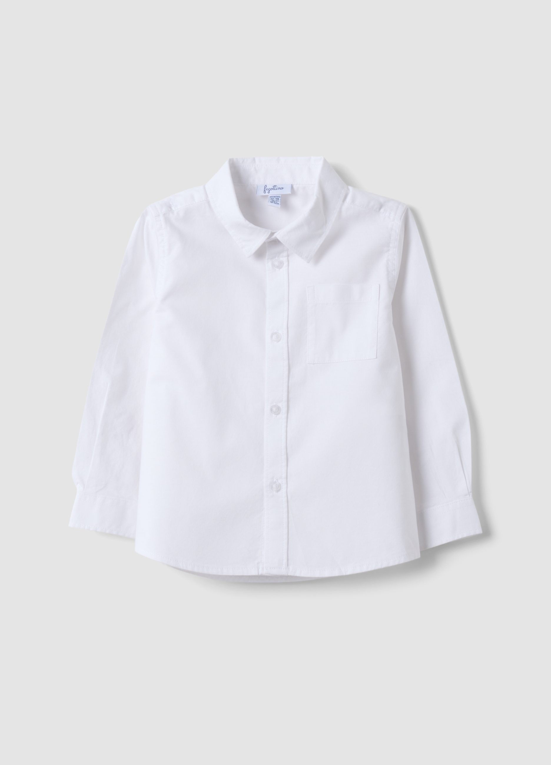 FAGOTTINO, Camicia Bianca In Puro Cotone Con Collo Classico E Taschino Per Bimbo, Bambino, Bianco, Taglia: 9-12