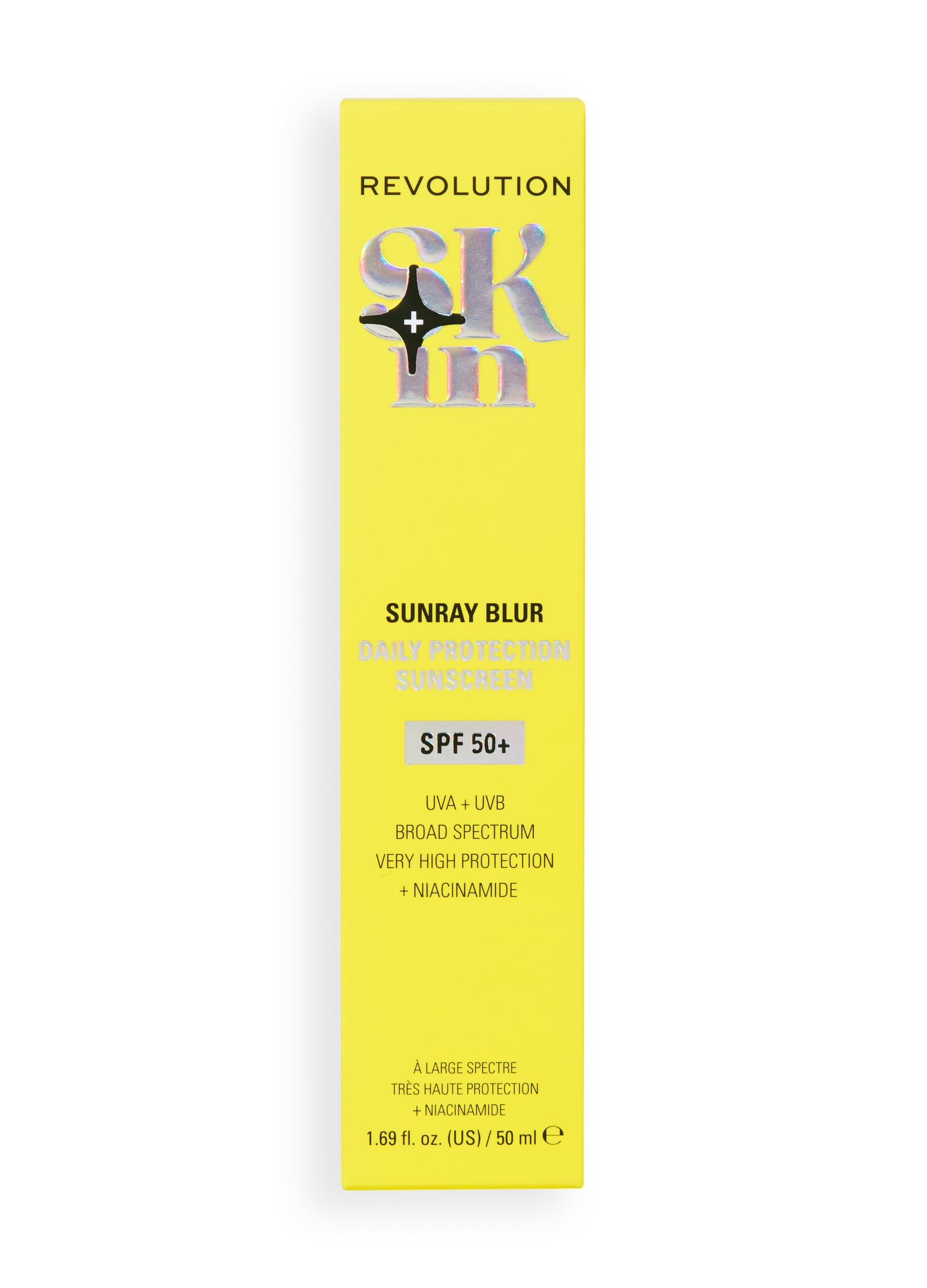 REVOLUTION, Revolution Skin Sunray Blur Daily Crema Idratante Spf 50+ Opacizzante Con Niacinamide, Donna, Bianco, Taglia: FASUL