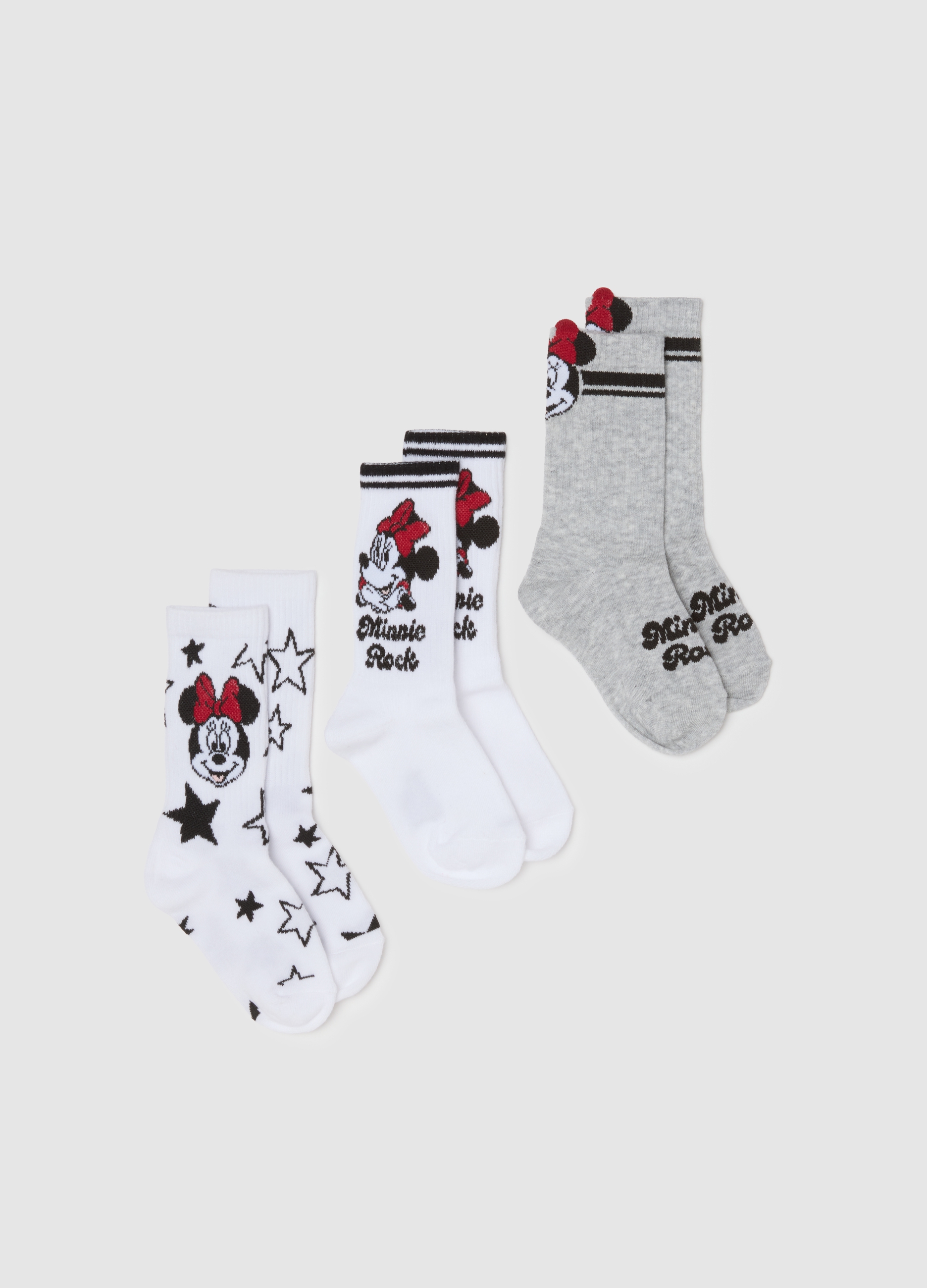DISNEY, Tripack Di Calzini Da Bambina In Misto Cotone Con Stampa Minnie, Multicolor, Taglia: 31/33