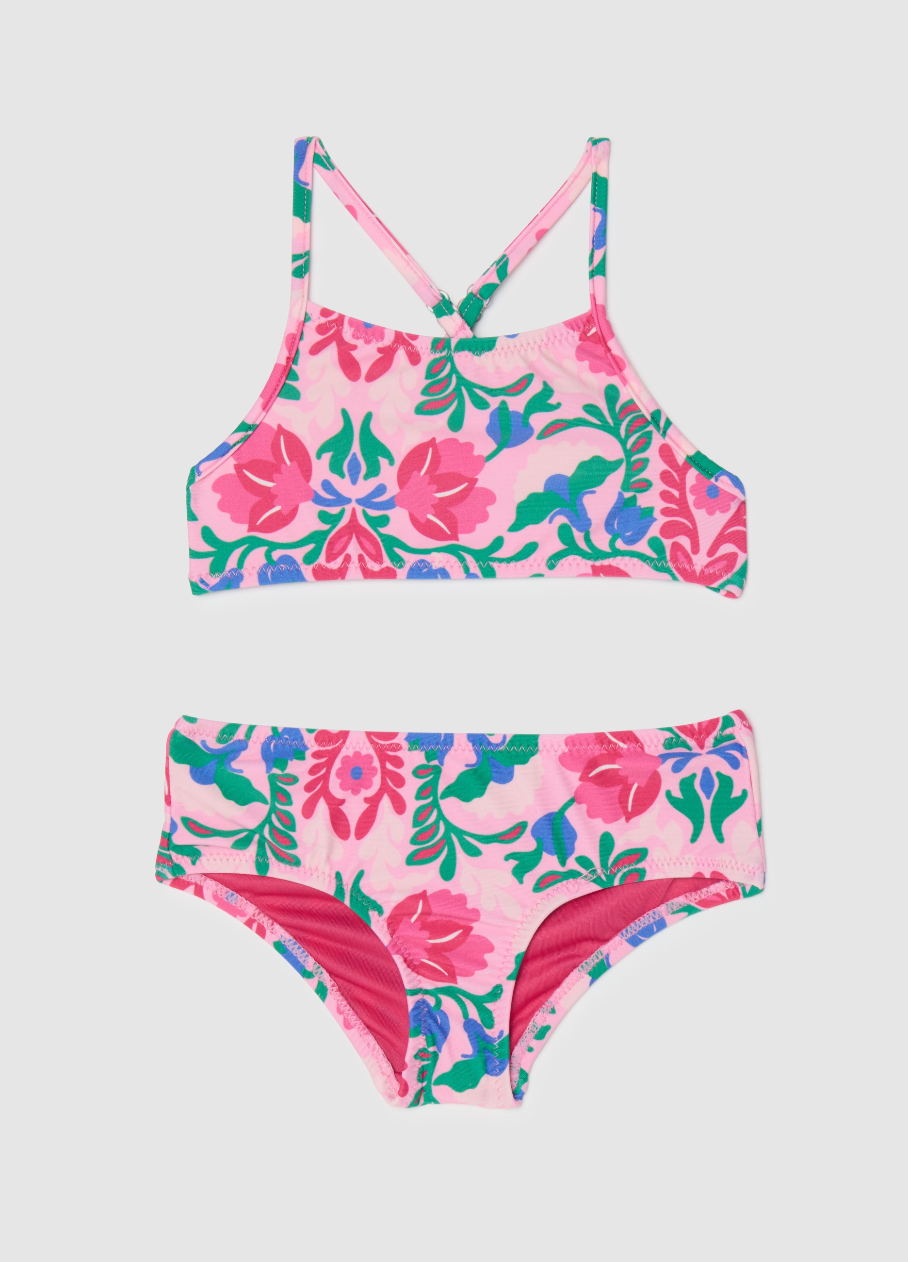 OVS, Costume Da Bagno Da Bambina In Tessuto Elasticizzato Multicolor, Multicolor, Taglia: 4