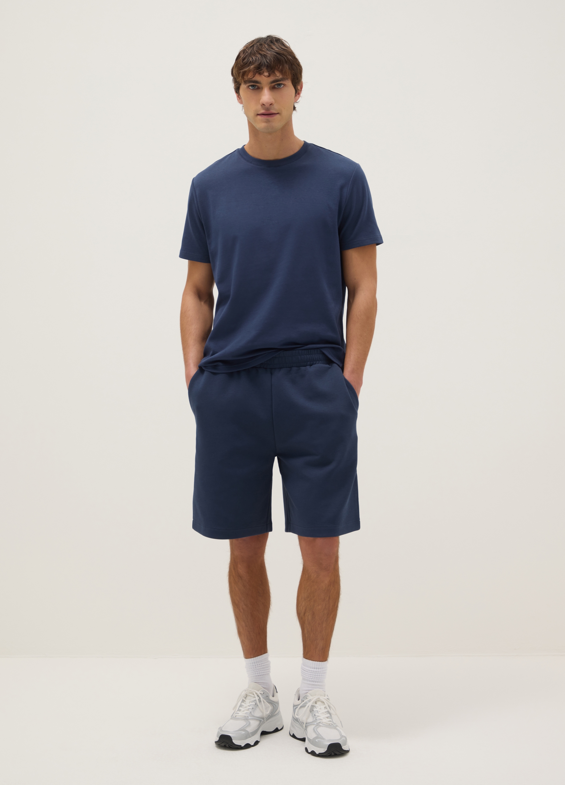 Bermudas Azules De Algodón Elástico Ajuste Regular, Hombre, Azul oscuro, Talla: XXL