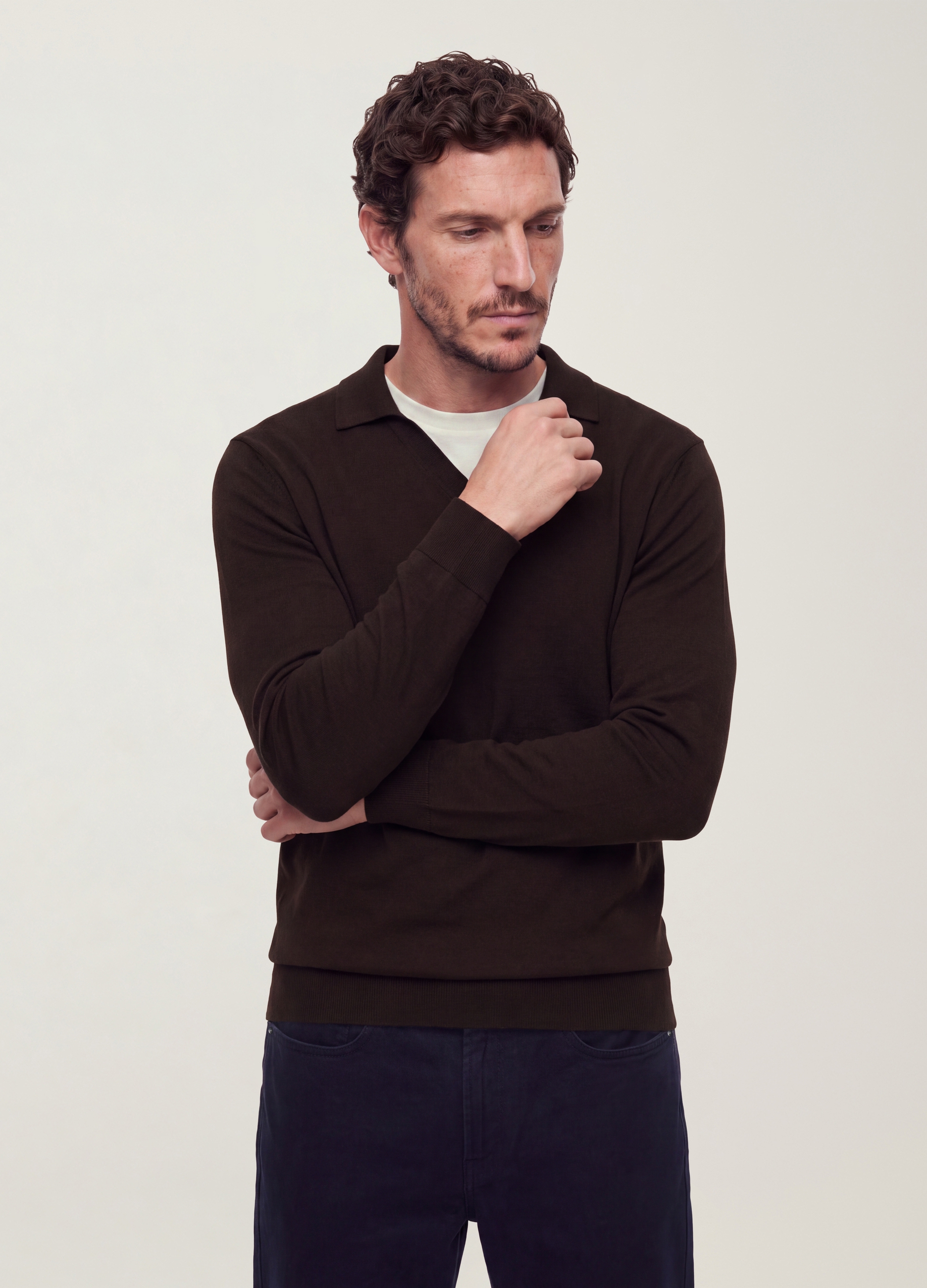 OVS, Polo Marrone In Misto Viscosa Con Scollo A V E Colletto Regular Fit, Uomo, Marrone, Taglia: S