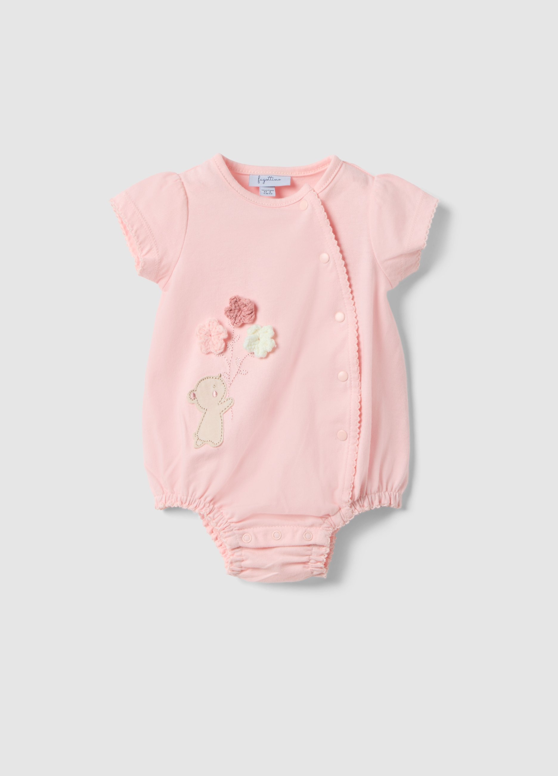 FAGOTTINO, Body De Algodón Rosa Para Bebé Con Cierre A Presión Y Bordados, Bebé Niña, Rosa Claro, Talla: 3-6