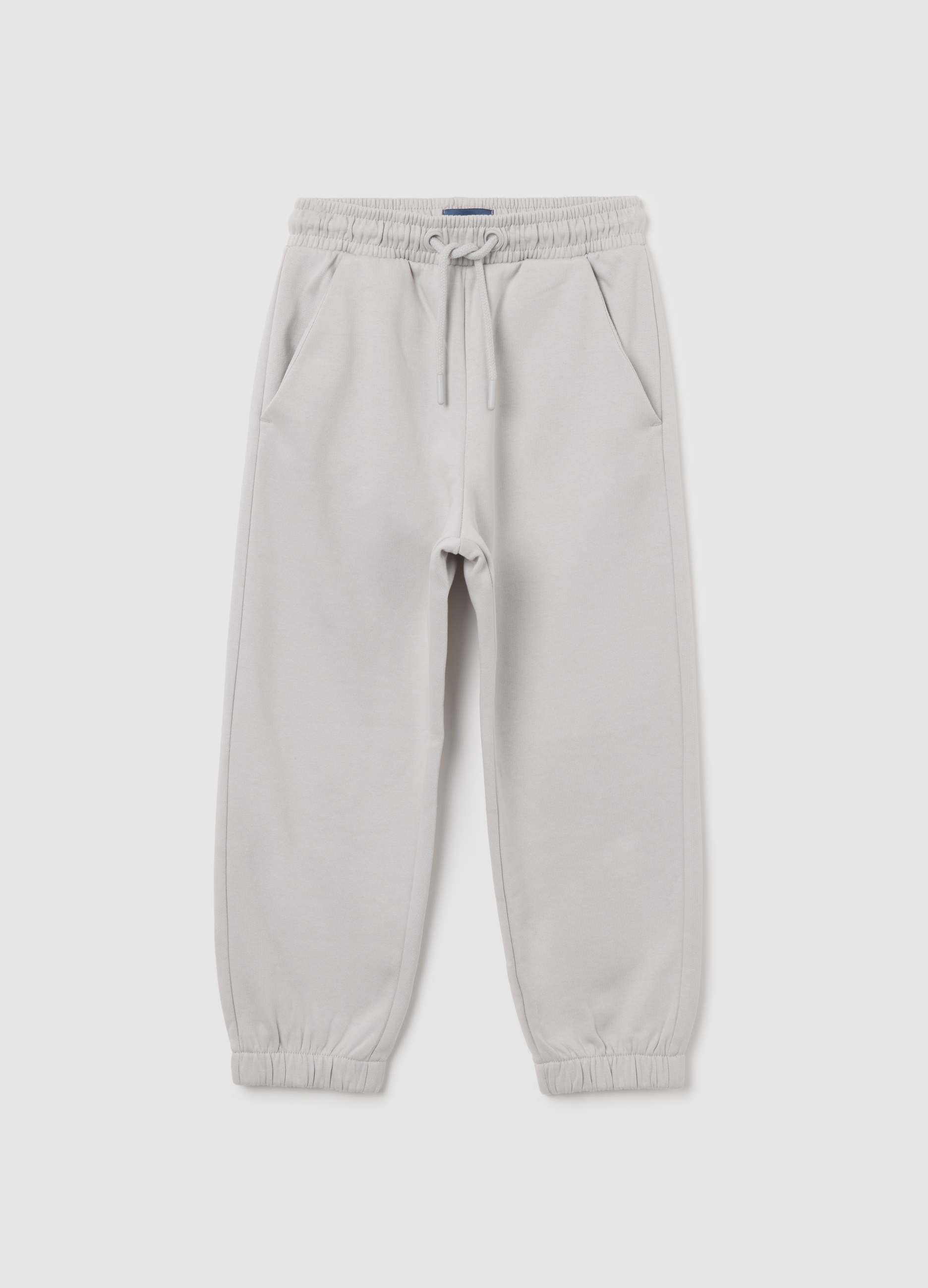 OVS KIDS, Pantalones De Niño En Algodón Gris De Ajuste Regular Con Cintura Elástica, Niño, Gris claro, Talla: 4-5