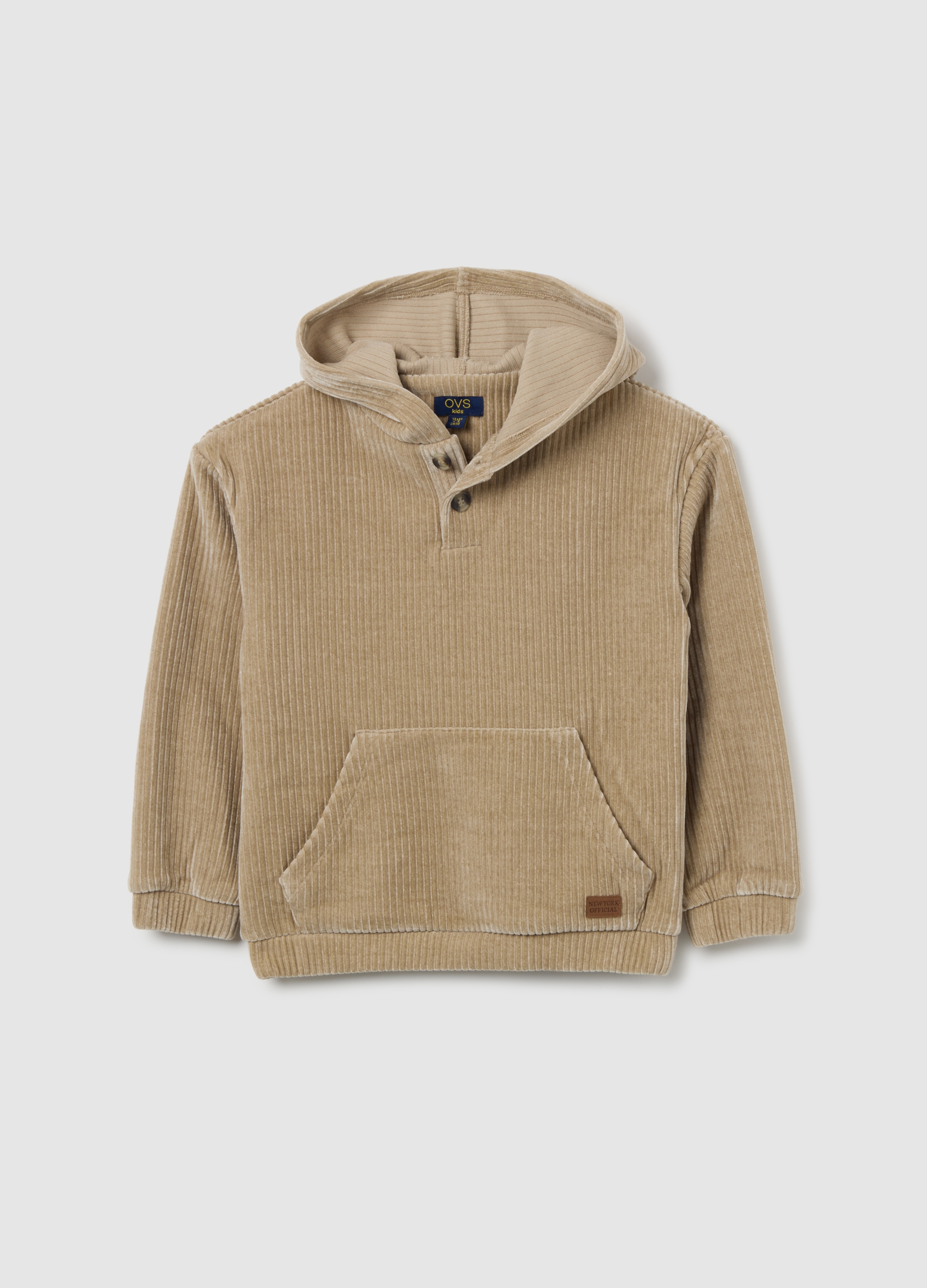 OVS KIDS, Felpa Da Bambino In Velour Beige Regular Fit, Beige, Taglia: 3-4