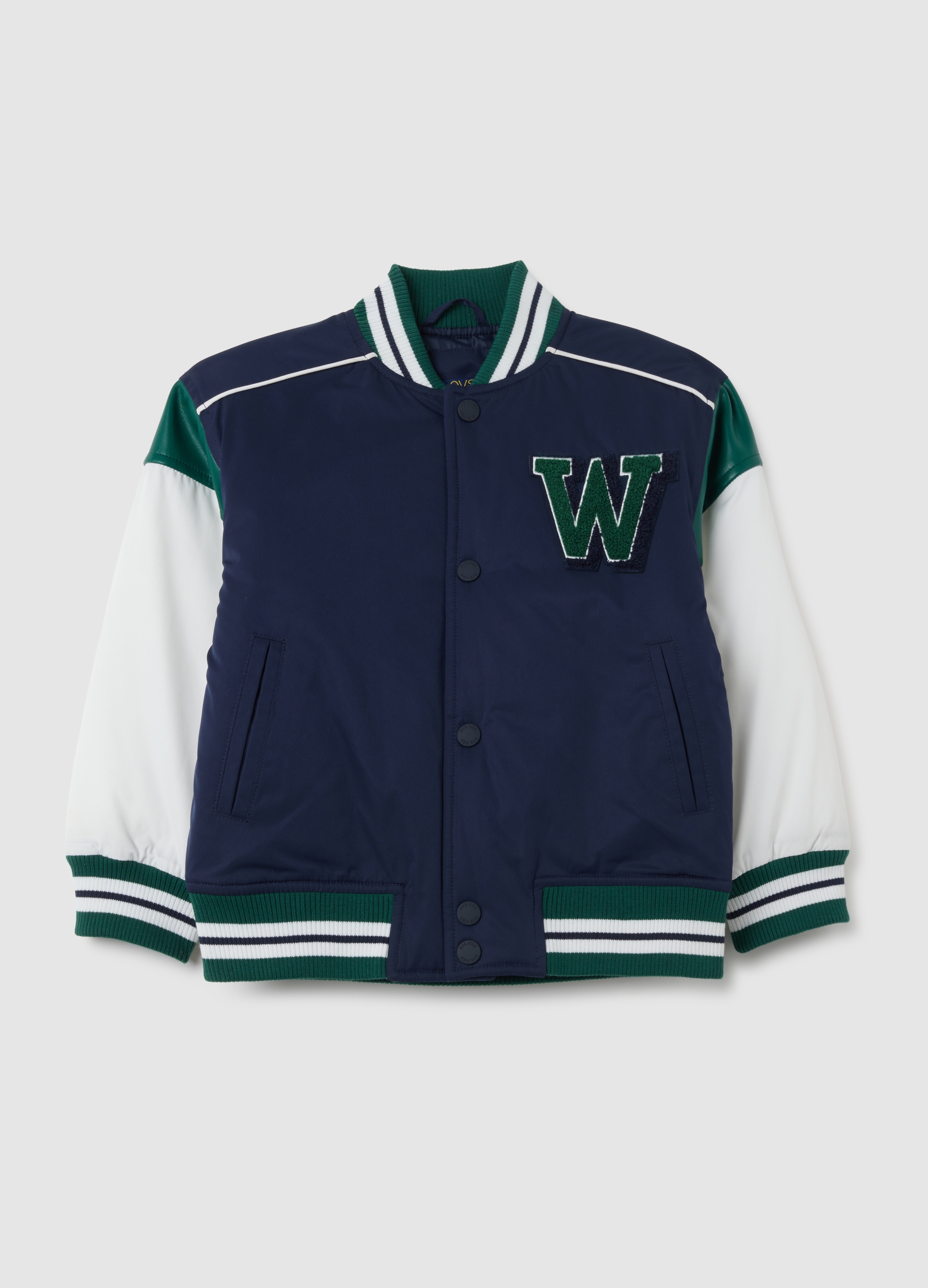 OVS, Chaqueta Infantil En Tejido Multicolor Azul Ajuste Regular, Niño, White/Blue/Green, Talla: 4-5