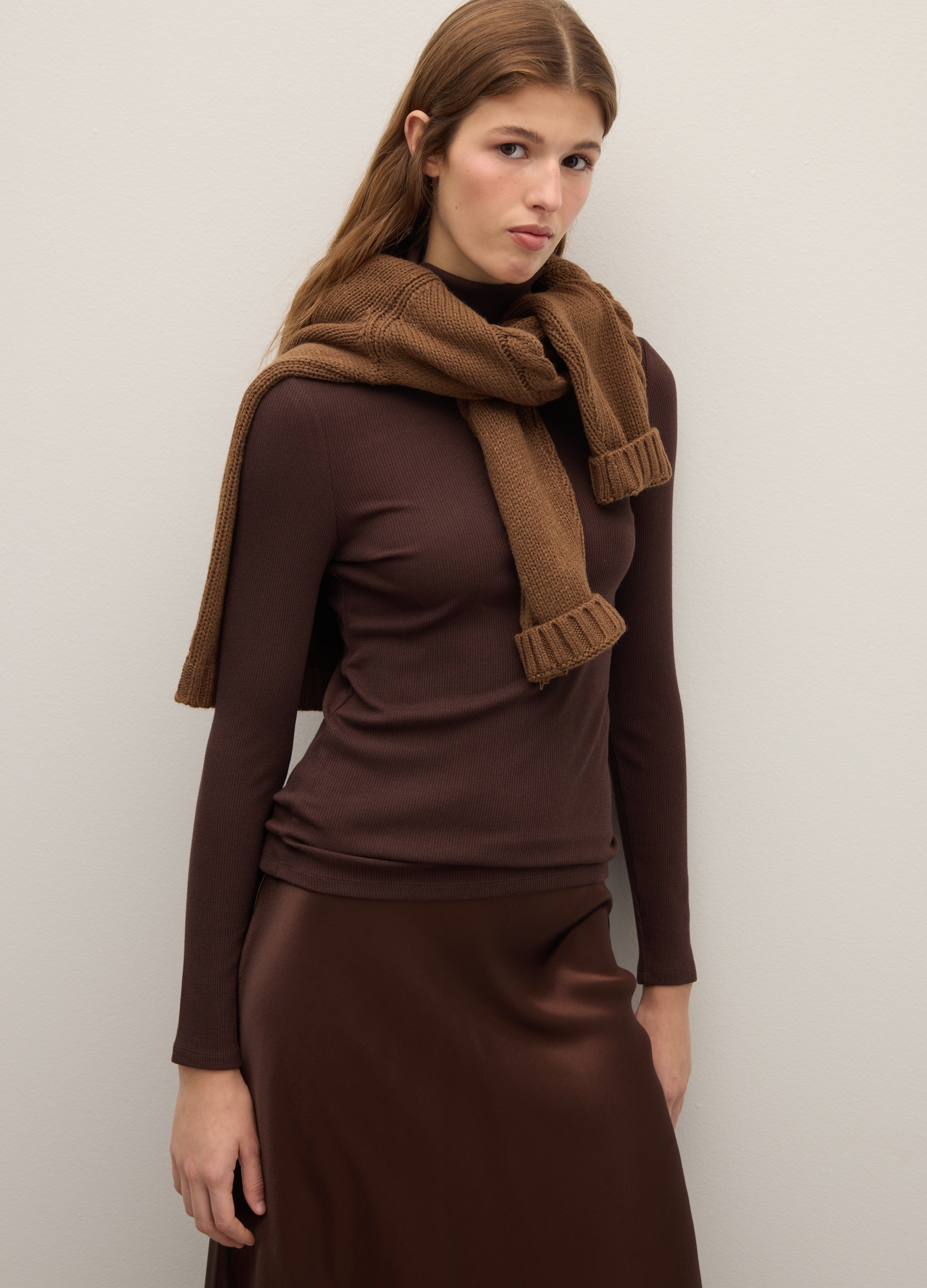 Piombo Contemporary, Maglia A Collo Alto Marrone Regular Fit, Donna, Marrone, Taglia: M