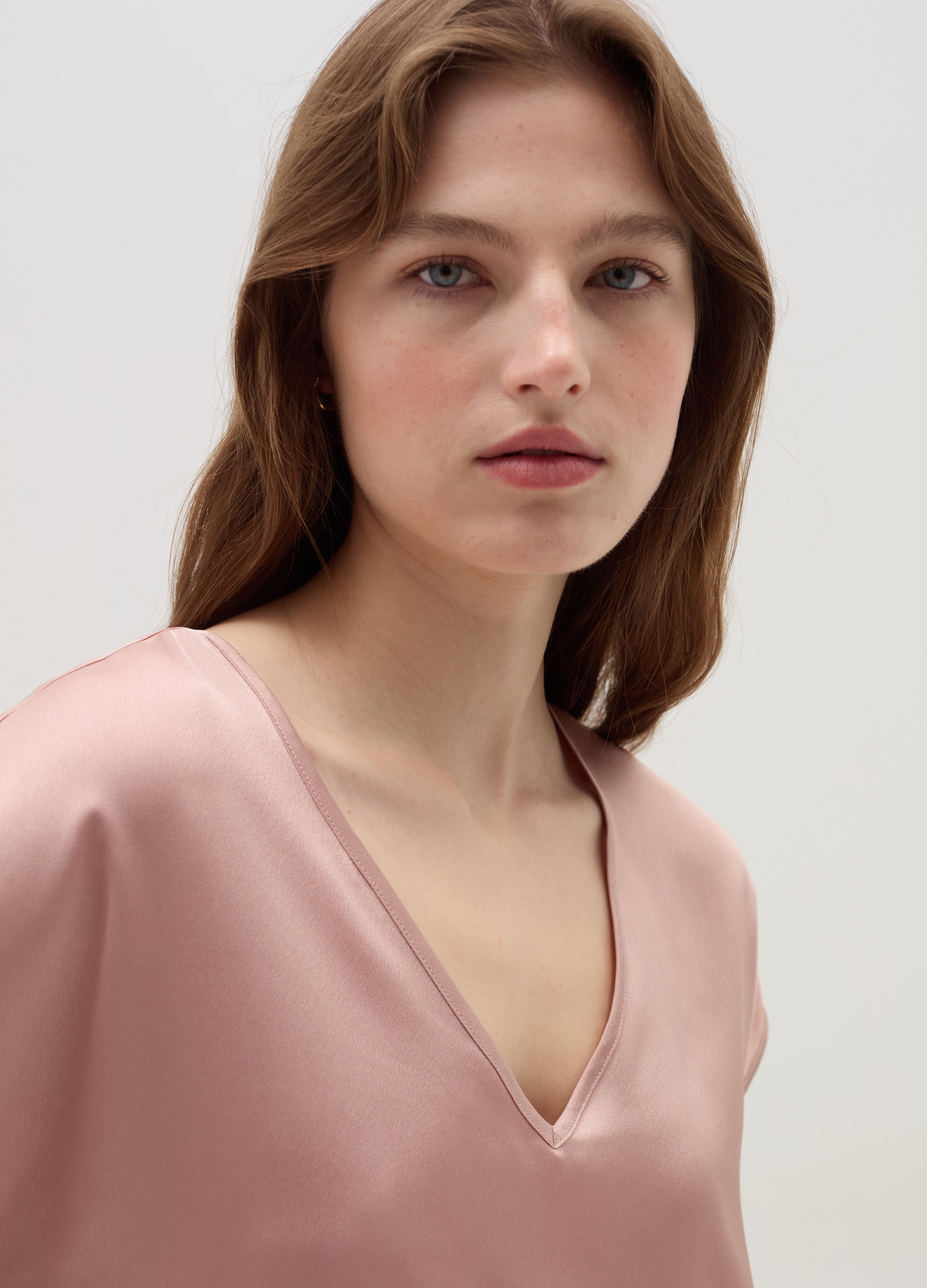 OVS, Blusa In Satin Con Scollo A V, Donna, Rosa, Taglia: L