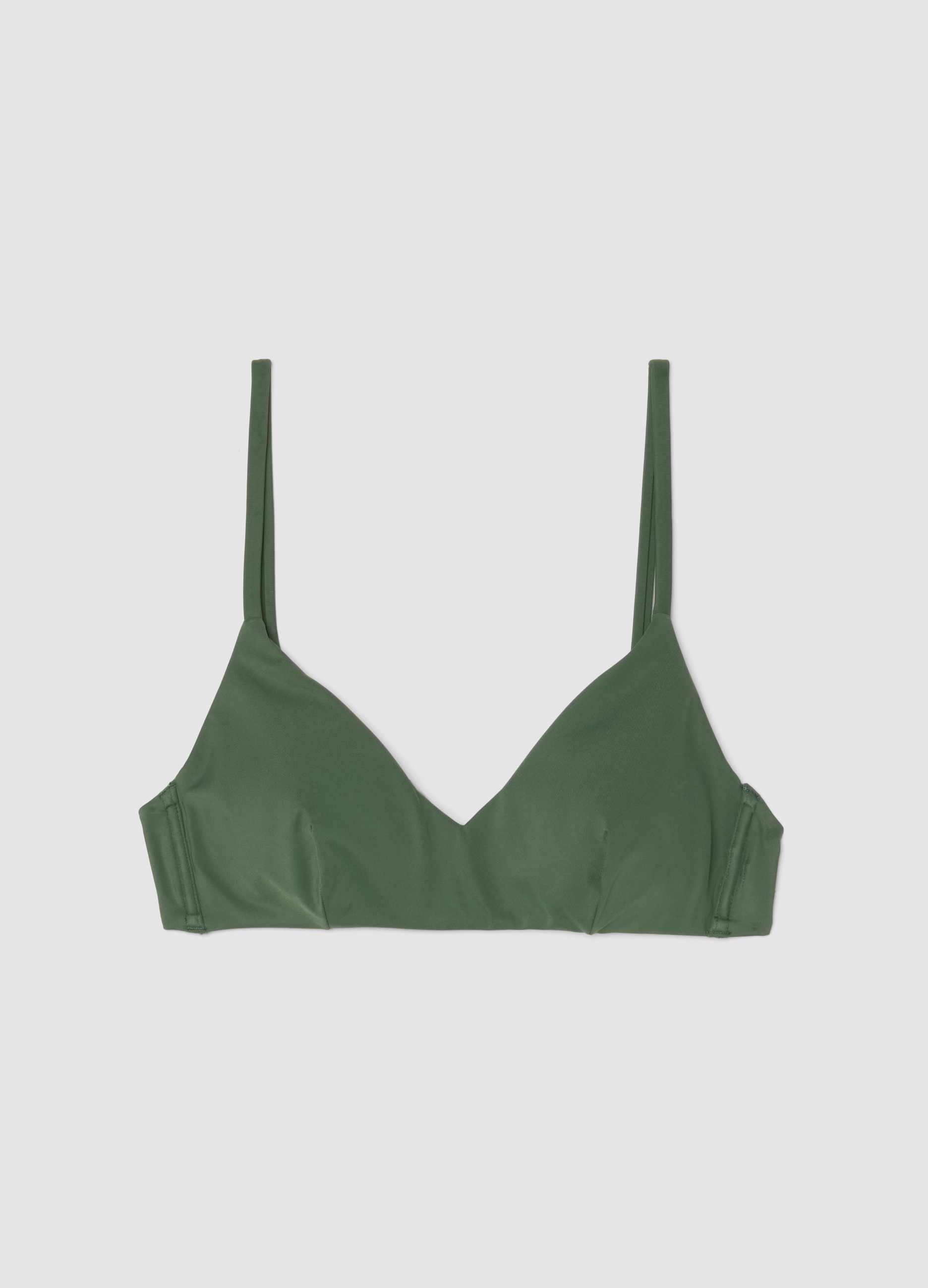 Top De Bikini Triangular Verde Con Relleno Removible, Mujer, Verde oscuro, Talla: 3