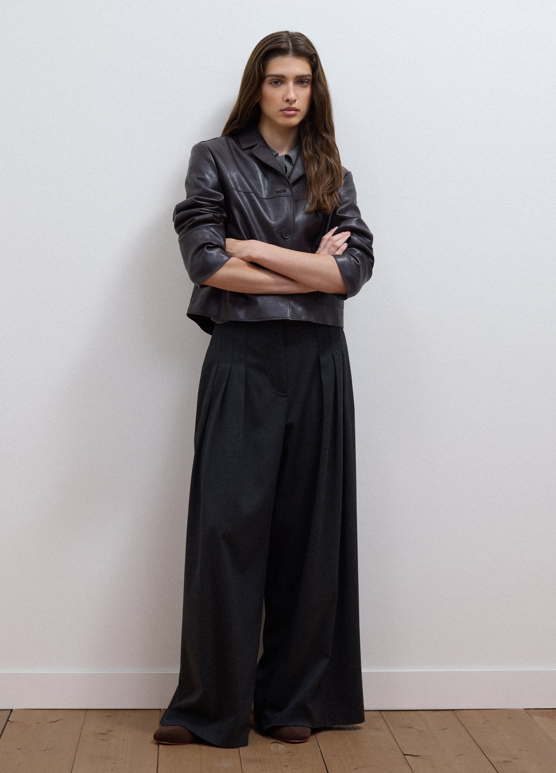 LES COPAINS, Pantaloni Formali Grigi Wide Leg In Viscosa Elasticizzata Con Cintura, Donna, Grigio, Taglia: 38