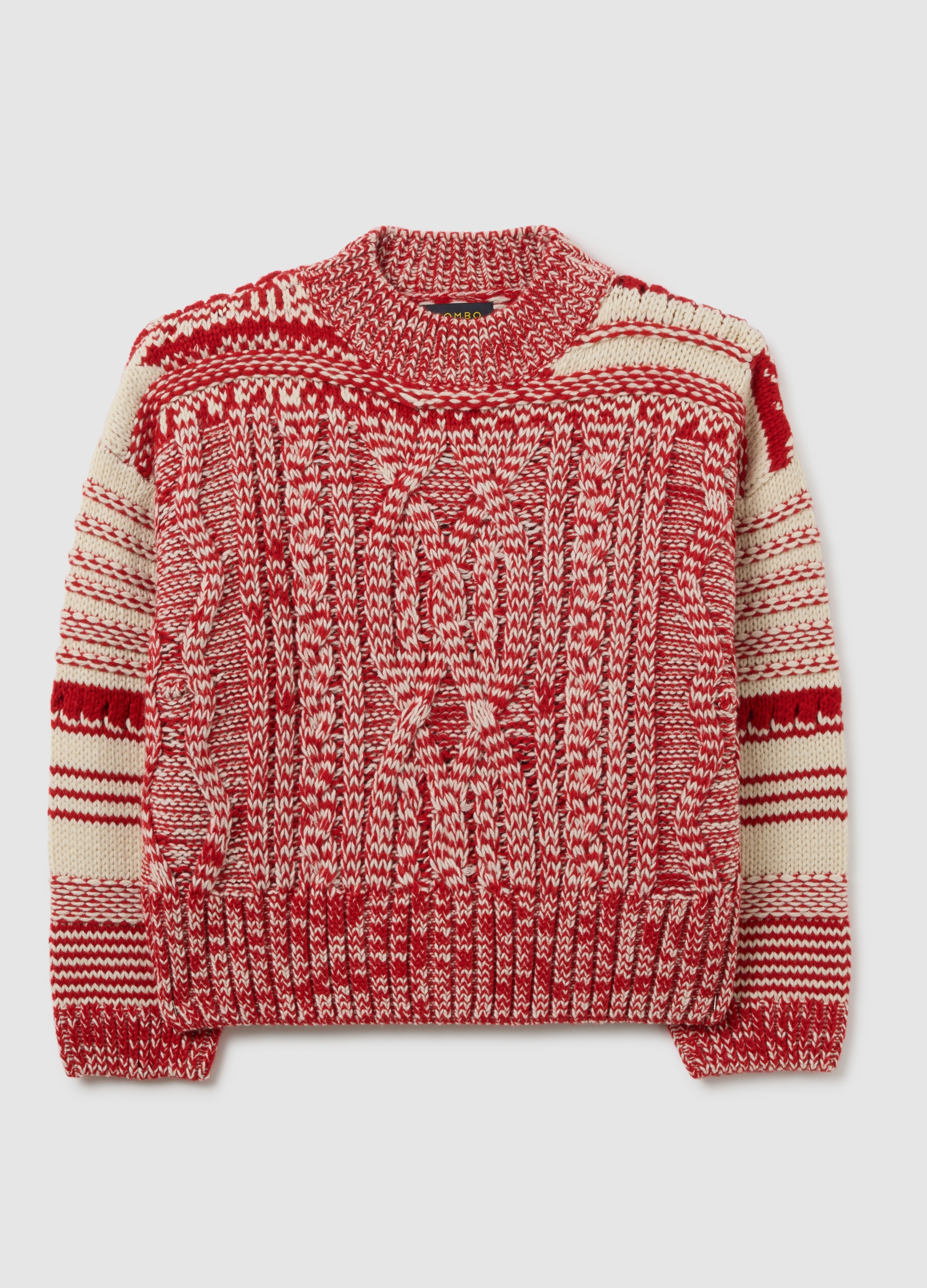 PIOMBO, Jersey Rojo De Corte Regular Con Diseño Jacquard, Mujer, Blanco/rojo, Talla: 40