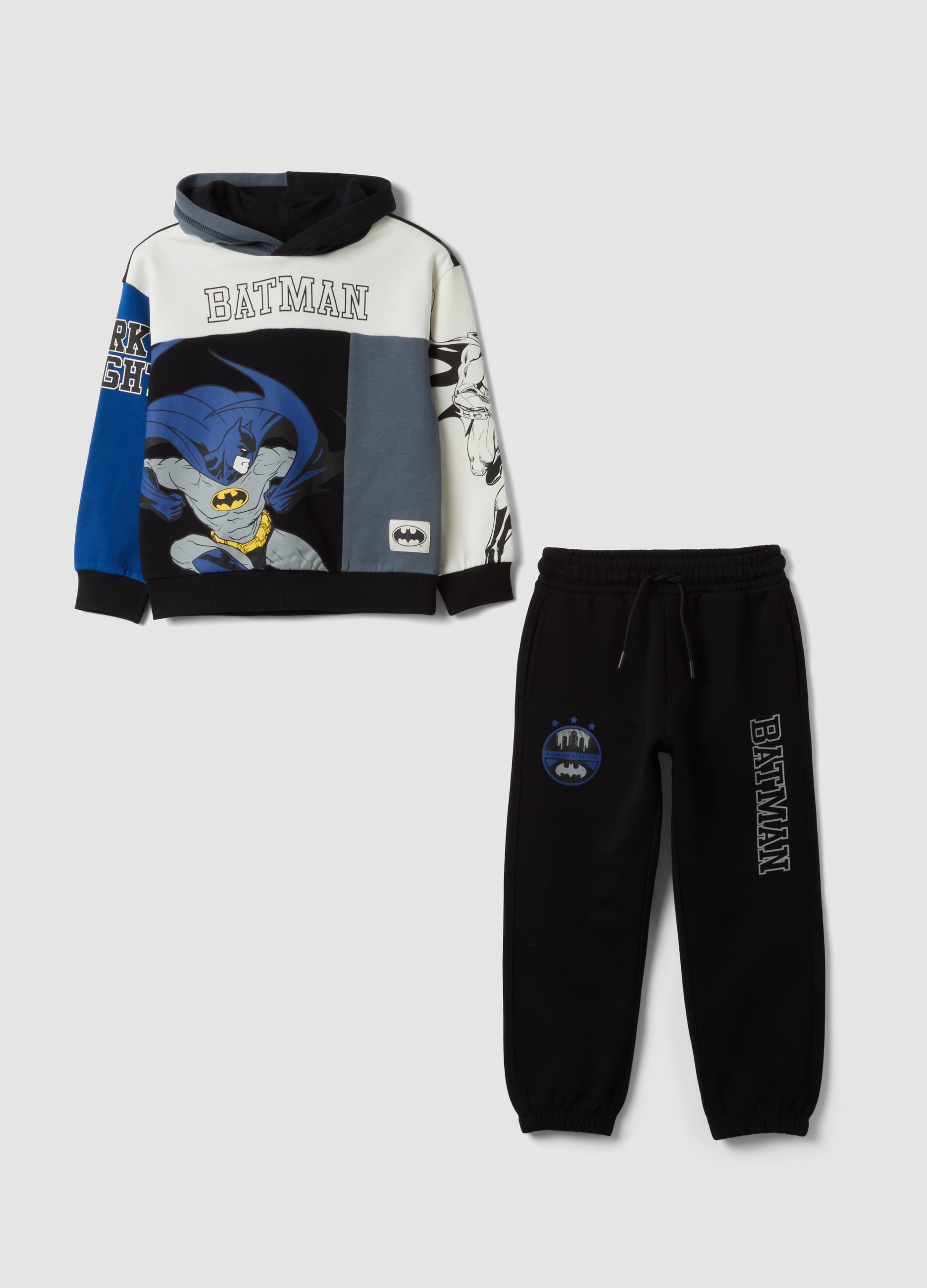 WARNER BROS, Chándal Azul De Algodón 100% Con Capucha Y Estampado De Batman, Niño, Negro/Blanco, Talla: 3-4