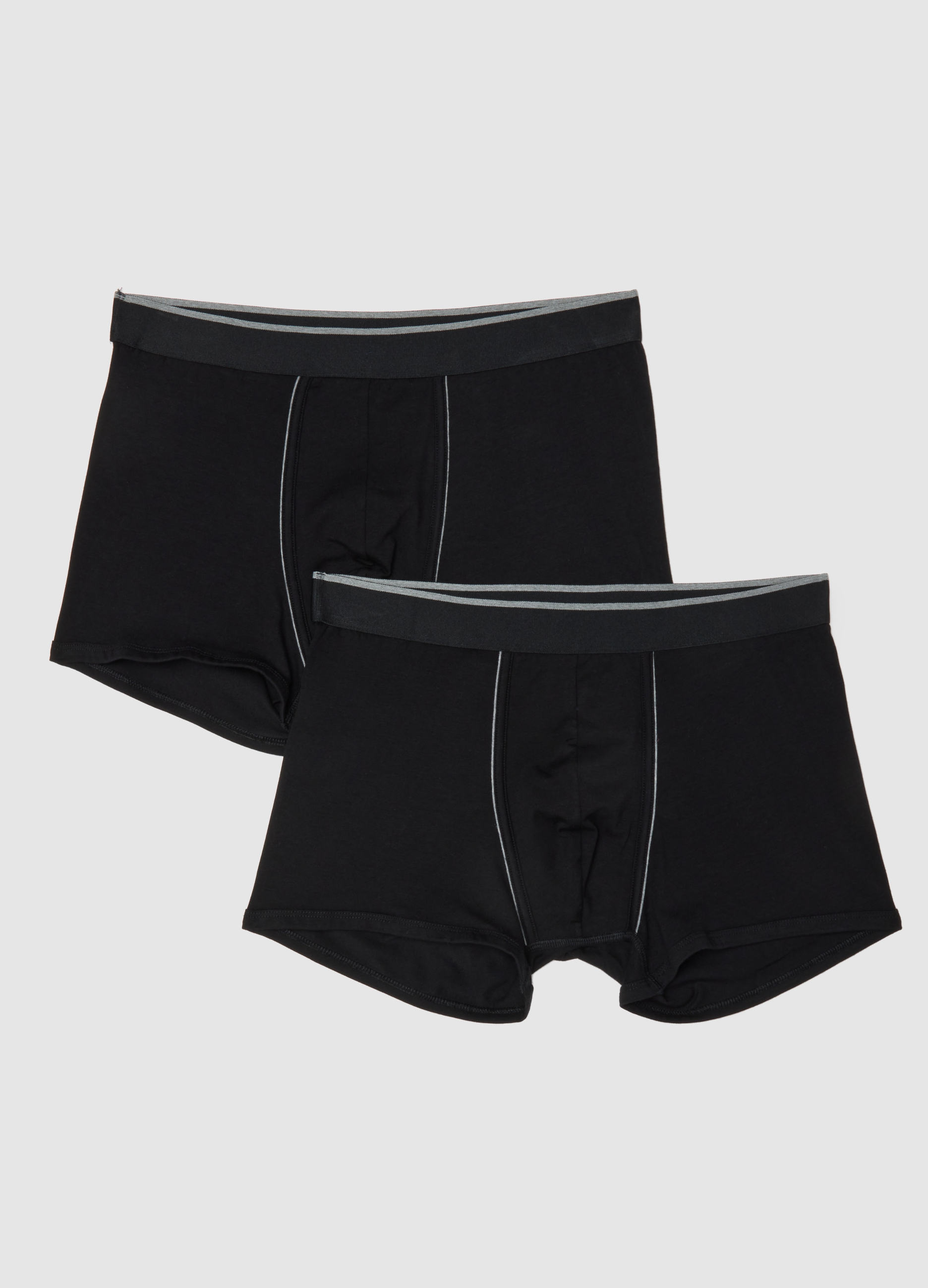 Bipack Boxer In Cotone Elasticizzato Neri, Hombre, Gunmetal, Talla: S