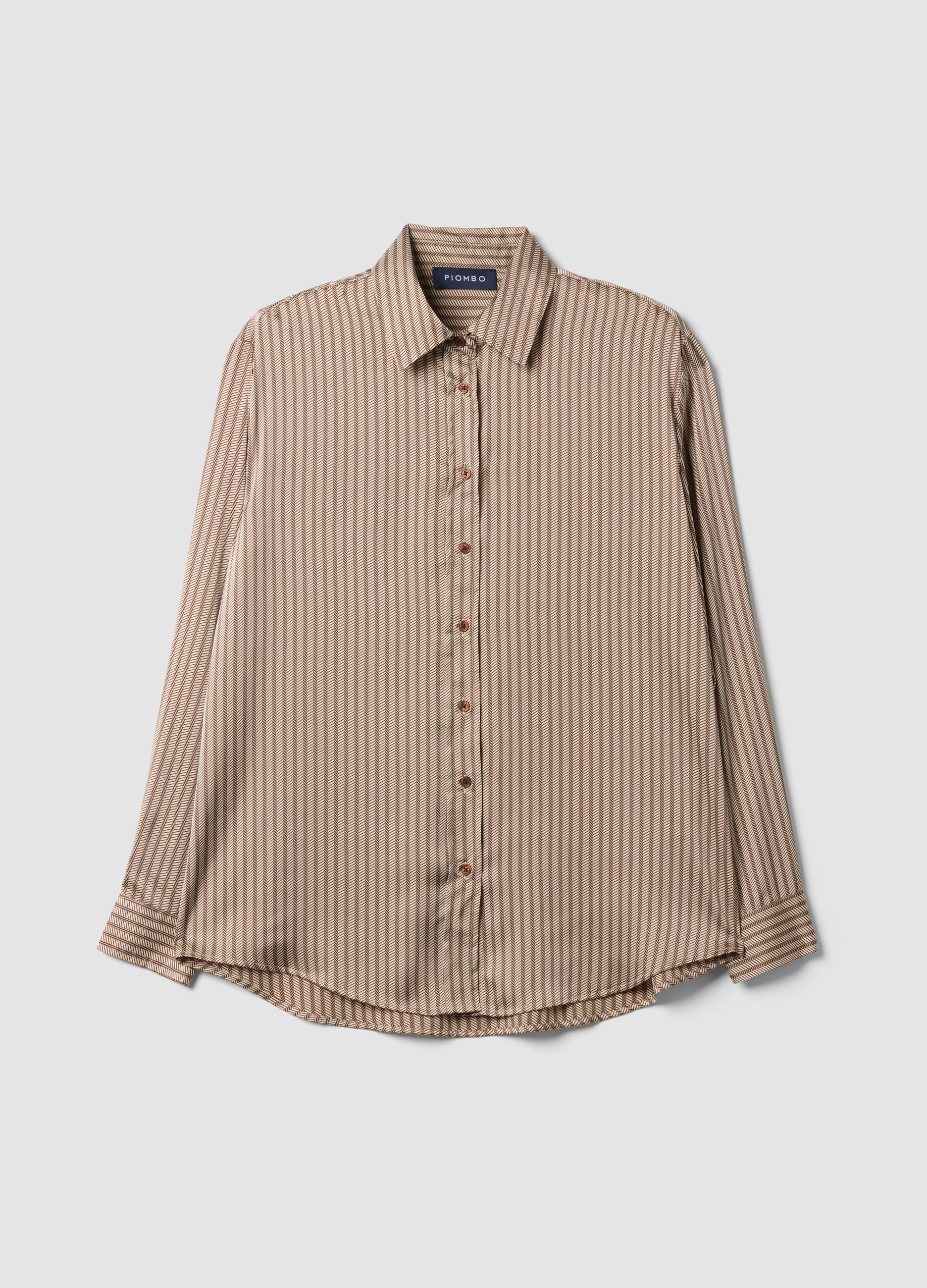 Piombo Contemporary, Camicia Beige A Fantasia In Tessuto Elasticizzato Regular Fit, Donna, Beige, Taglia: XL