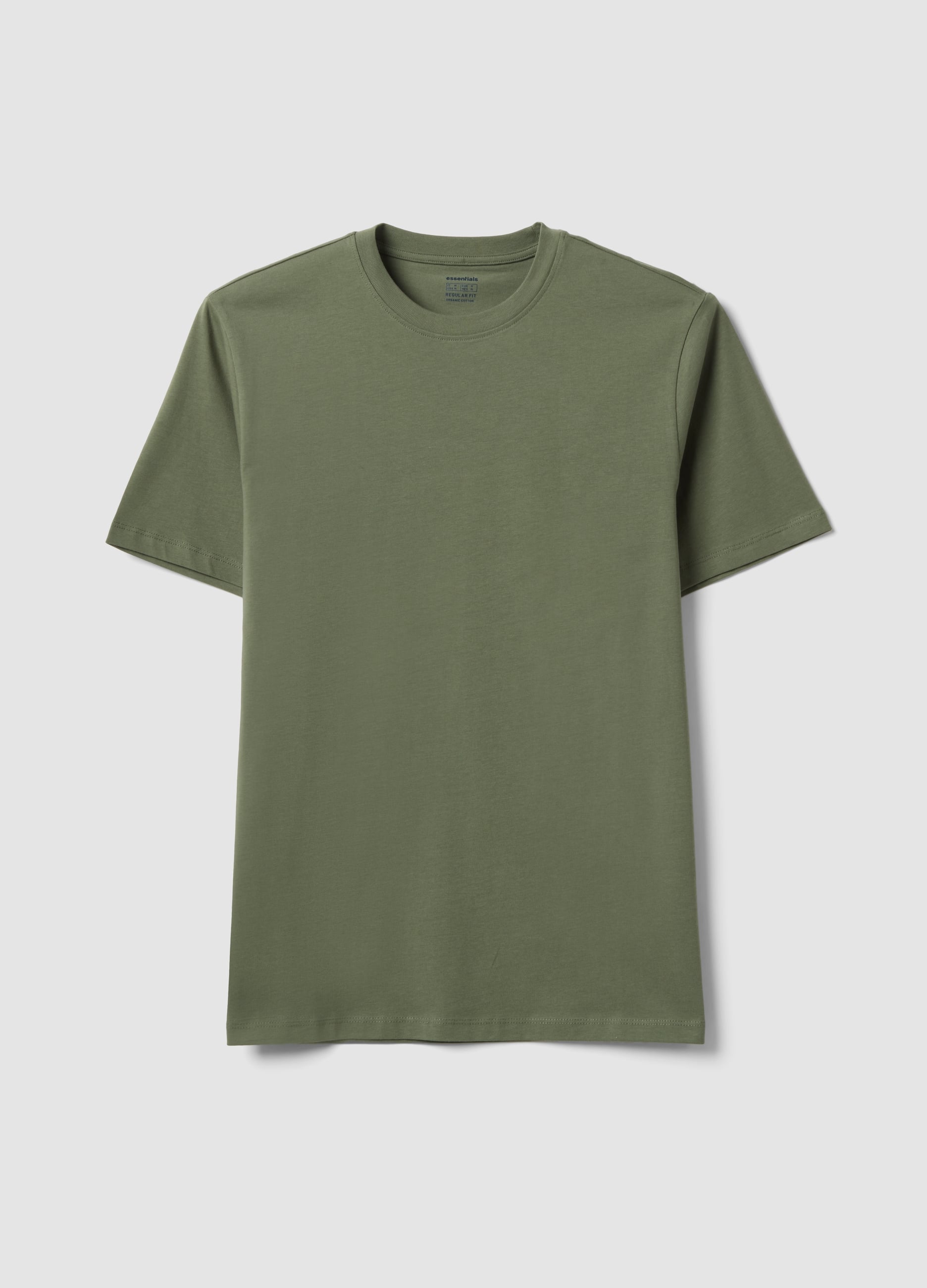 Ovs Herren Verde Grünes Regular-Fit-T-Shirt Aus Reiner Bio-Baumwolljersey, Mann, Größe: S