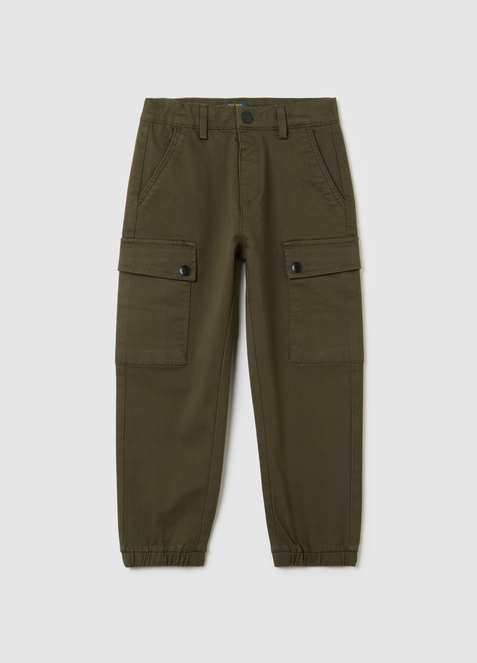 Pantalones Infantiles En Mezcla De Algodón Elástica Verde, Niño, Verde oscuro, Talla: 7-8