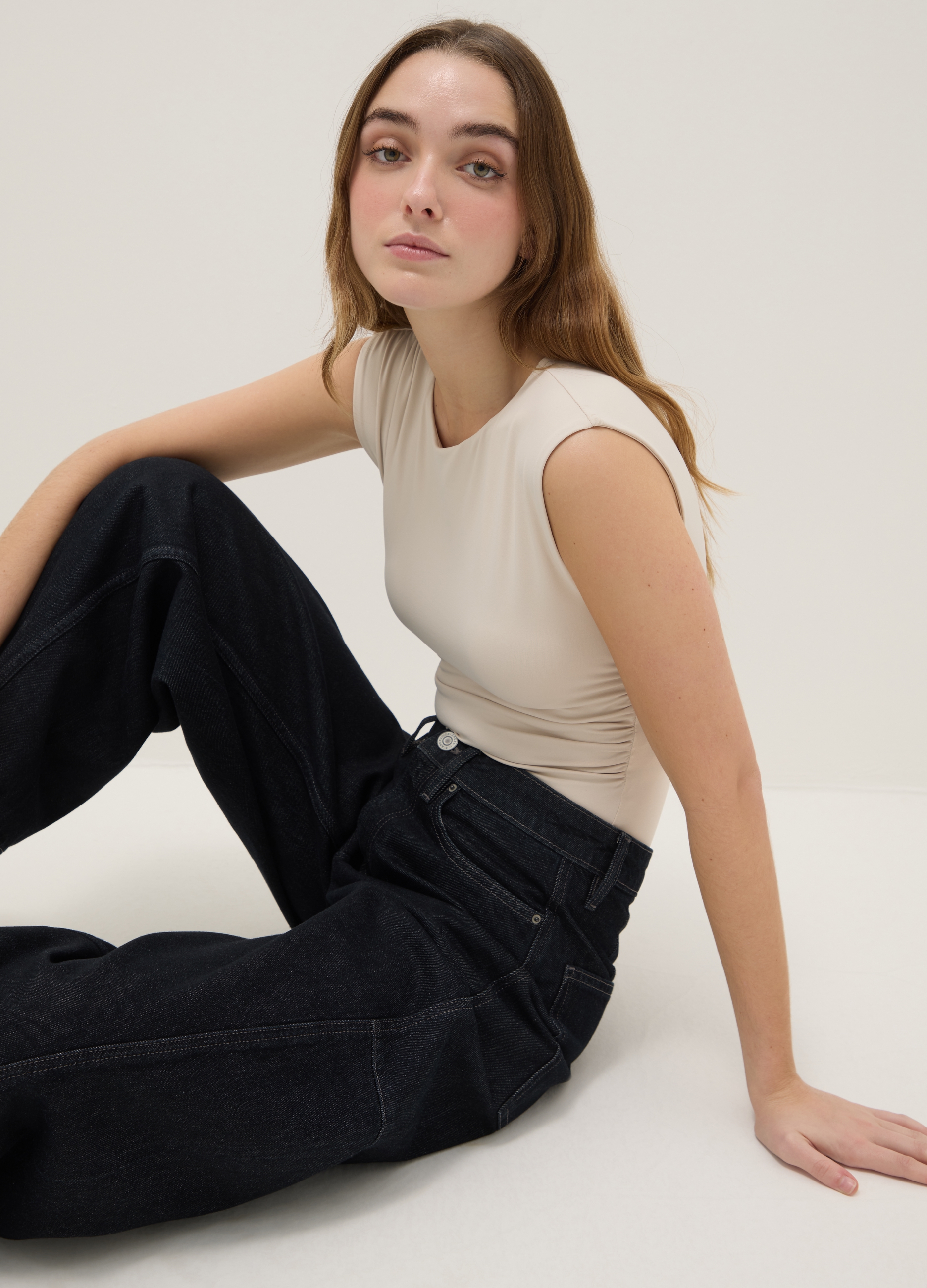 B.ANGEL, Body De Tela Elástica Beige Corte Regular, Mujer, Beige Oscuro, Talla: 40