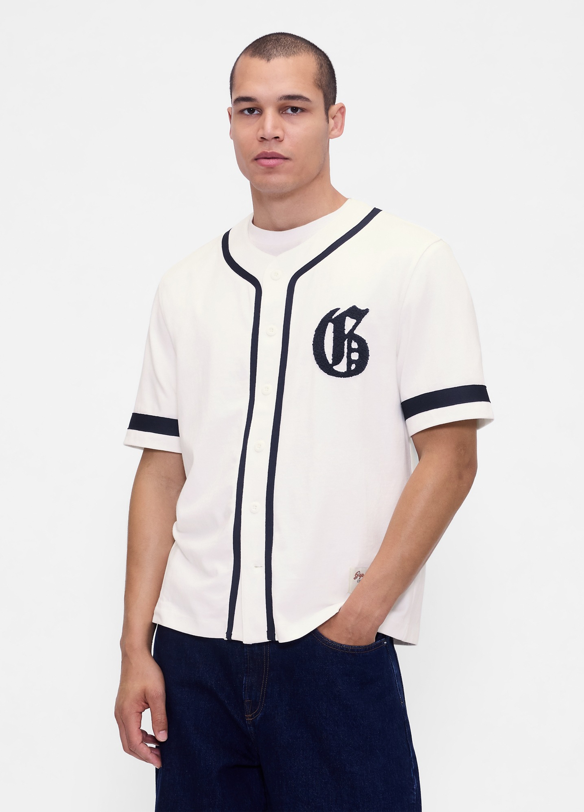 GAP, T-shirt Baseball In Cotone Con Logo Gap, Uomo, Bianco, Taglia: L