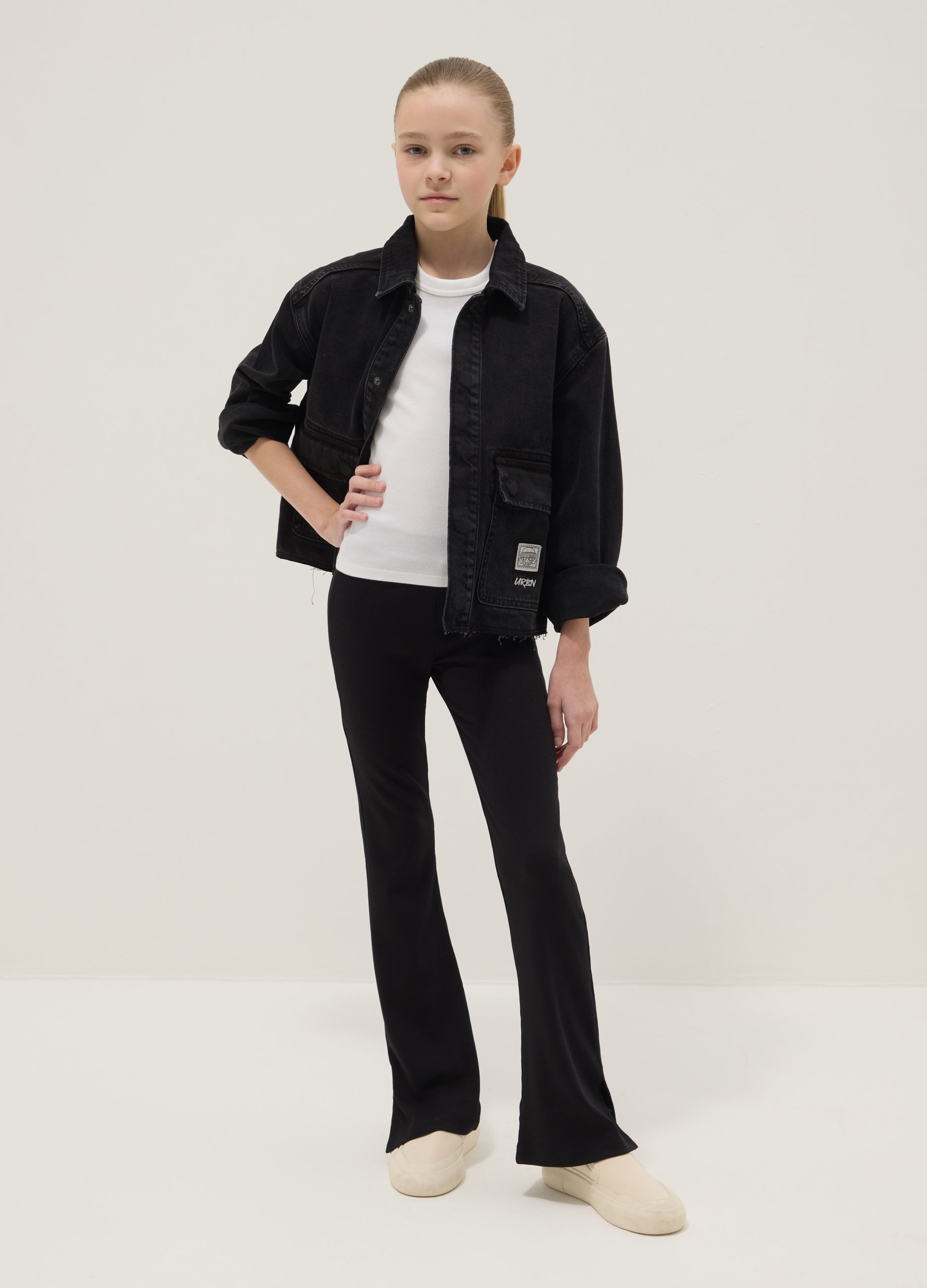 OVS KIDS, Leggings Negros De Algodón Elástico Para Niña Con Corte Flare, Niña, Negro, Talla: 11-12