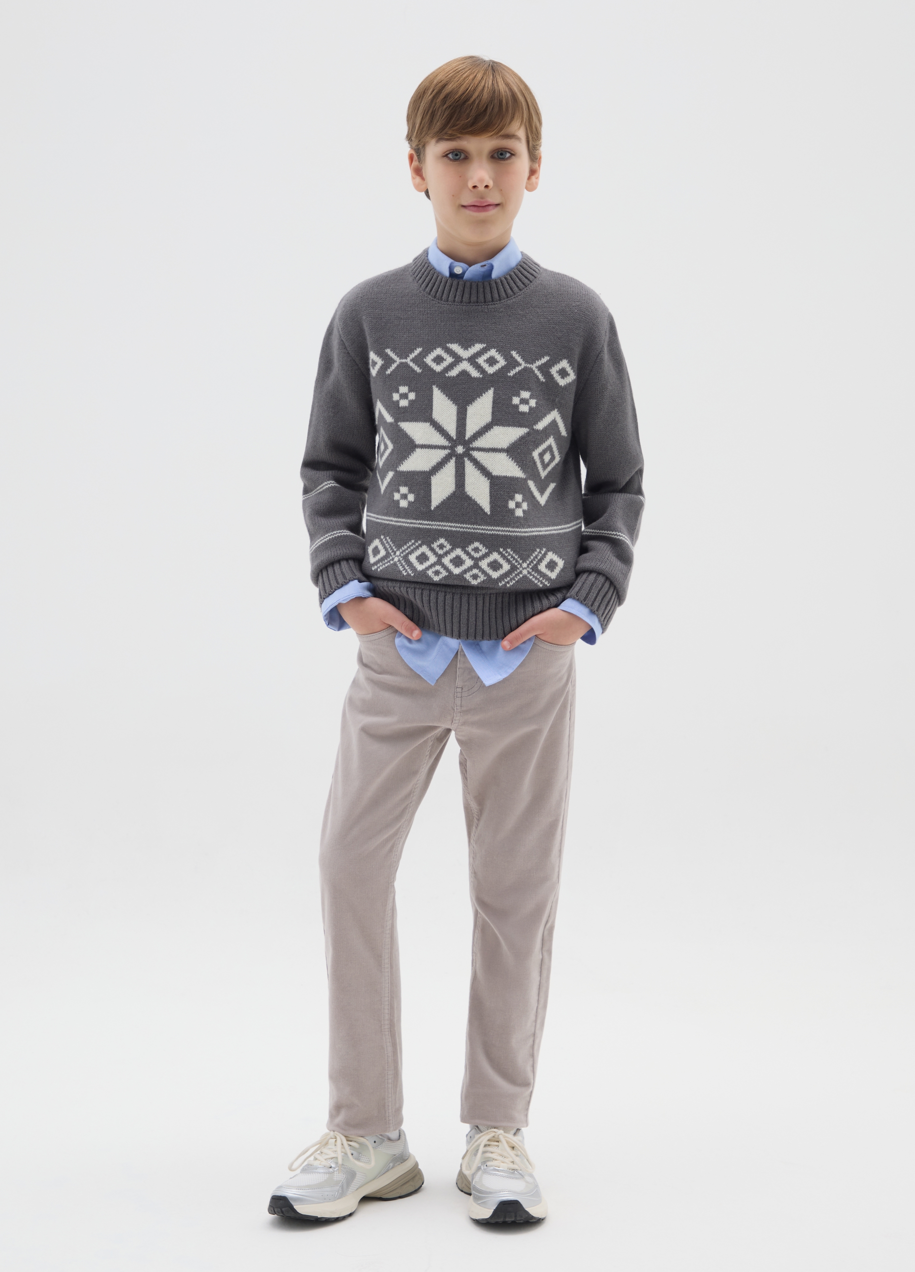 OVS KIDS, Pantaloni Neri Da Ragazzo In Misto Cotone Regular Fit, Bambino, Nero, Taglia: 12-13