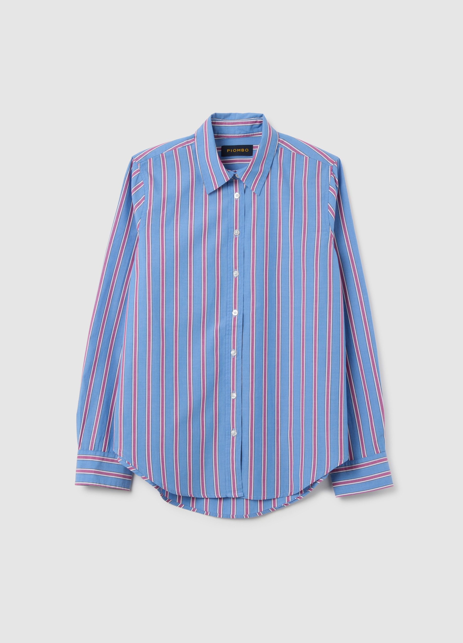 Camisa Regular Fit De Algodón Puro Multicolor, Mujer, Azul/rosa, Talla: 34