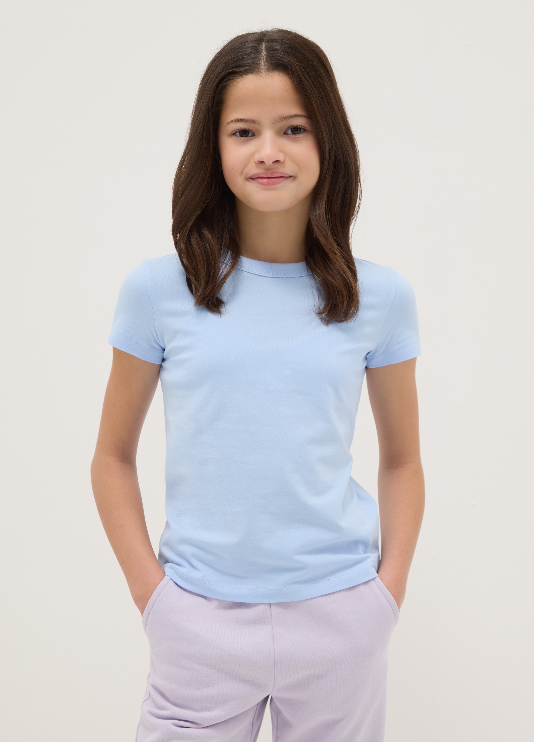 OVS KIDS, Camiseta Azul De Mezcla De Algodón Para Niñas, Ajuste Regular, Niña, Azul claro, Talla: 11-12