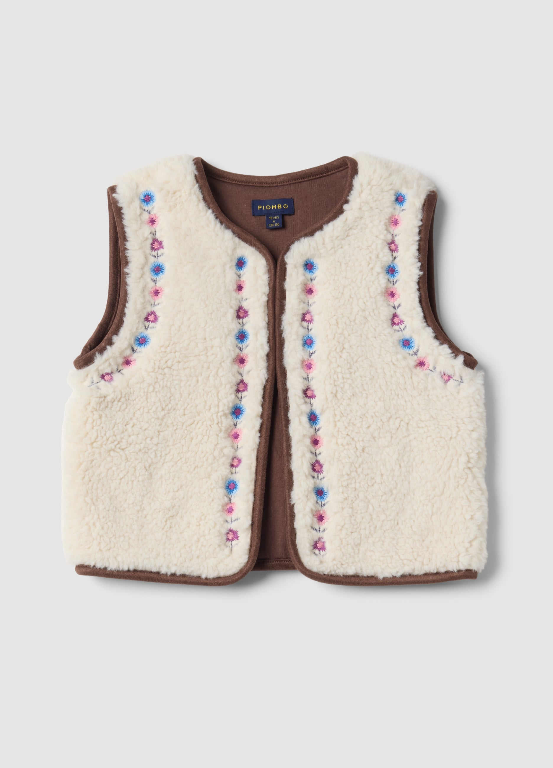 PIOMBO KIDS, Gilet Bianco Girocollo Con Ricami Floreali Regular Fit, Bambina, Bianco, Taglia: 8