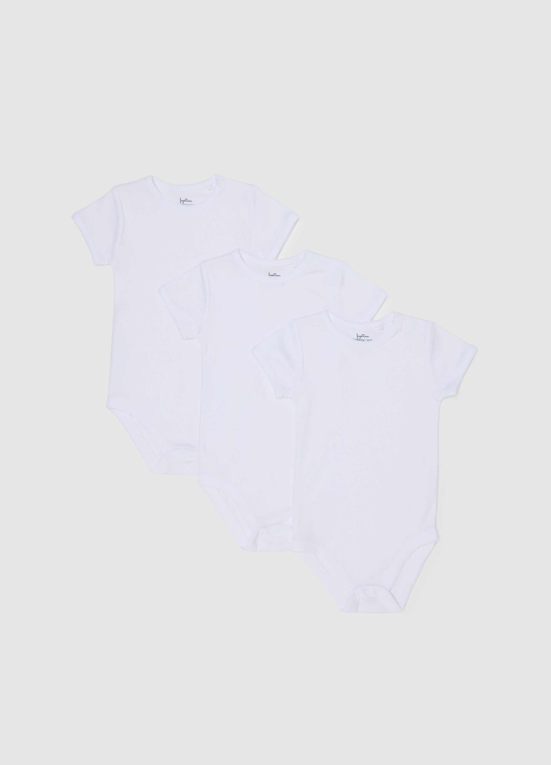 FAGOTTINO, Tripack Body Bianchi Da Neonato In Puro Cotone, Unisex, Bianco, Taglia: 9-12