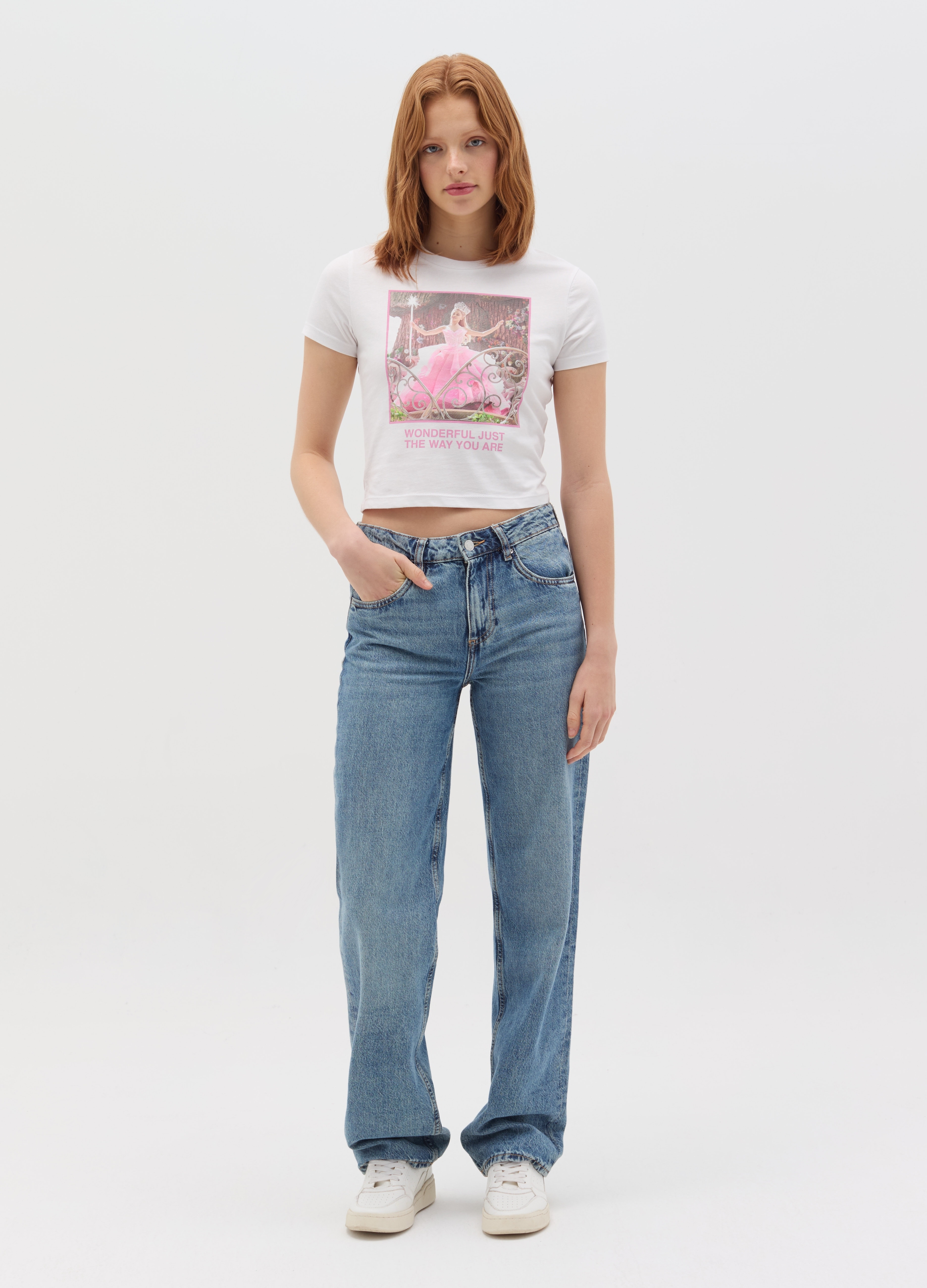 OVS, T-shirt Slim Fit Con Stampa Wicked, Donna, Bianco, Taglia: XS