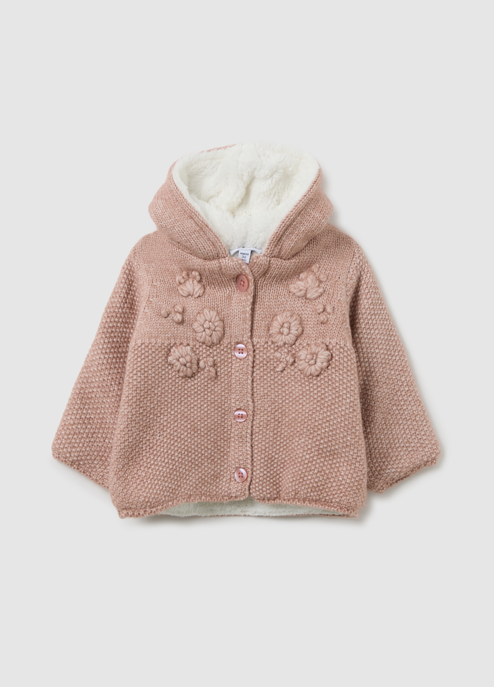 FAGOTTINO, Giacca Rosa Con Cappuccio Da Neonata Regular Fit Con Dettagli Floreali, Rosa, Taglia: 3-6